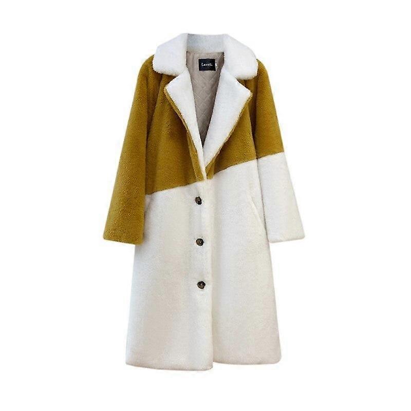 Imitation Fur Patchwork Suit Collar Warm Coat New Thickened Long Fur Coat For Women Winter Warm Faxu Fur Coat