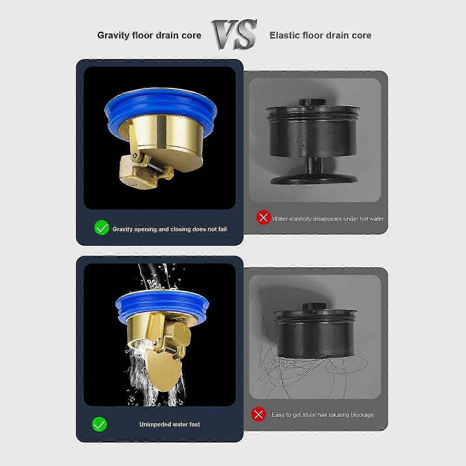 Odor-Proof Floor Drain Core Sewer Backflow Preventer for Kitchen Bathroom Pipes - Copper