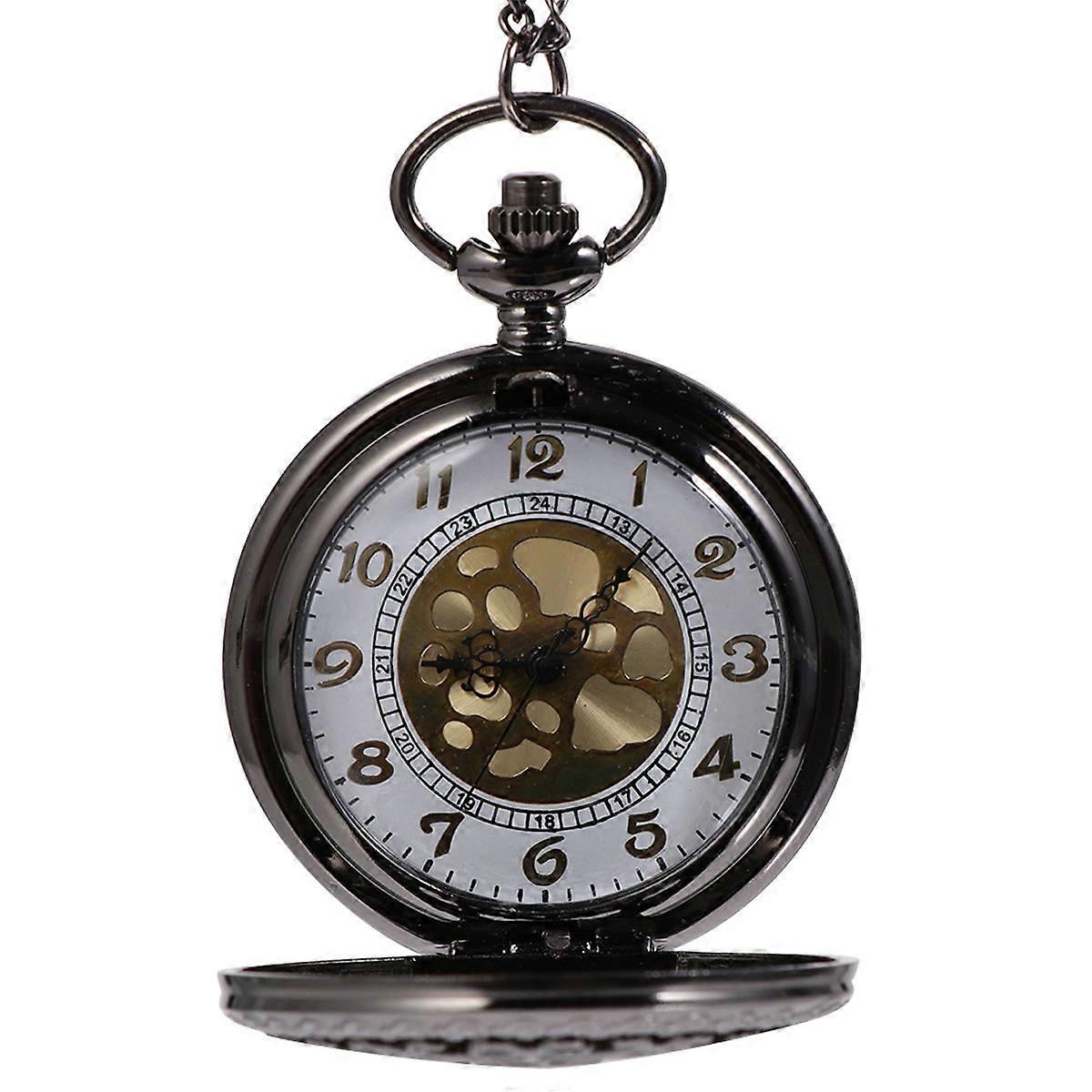 Compact Pocket Watch with Chain, Fine Texture Back, Great for Anniversary