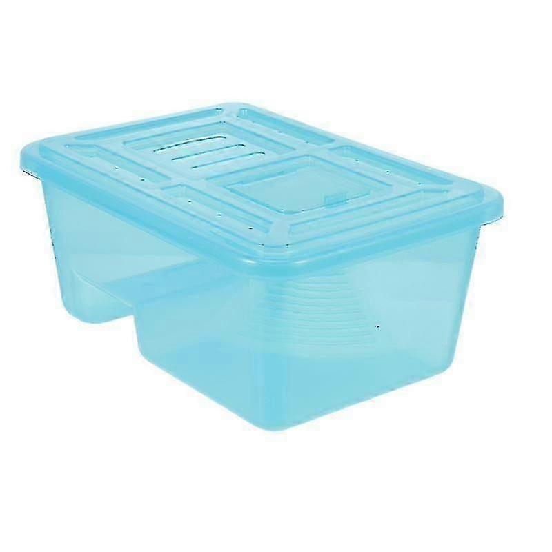 33.5X24x14cm Sky-blue Reptile & Amphibian Habitats Plastic Turtle Feeding Tank Tortoise Resting Plat