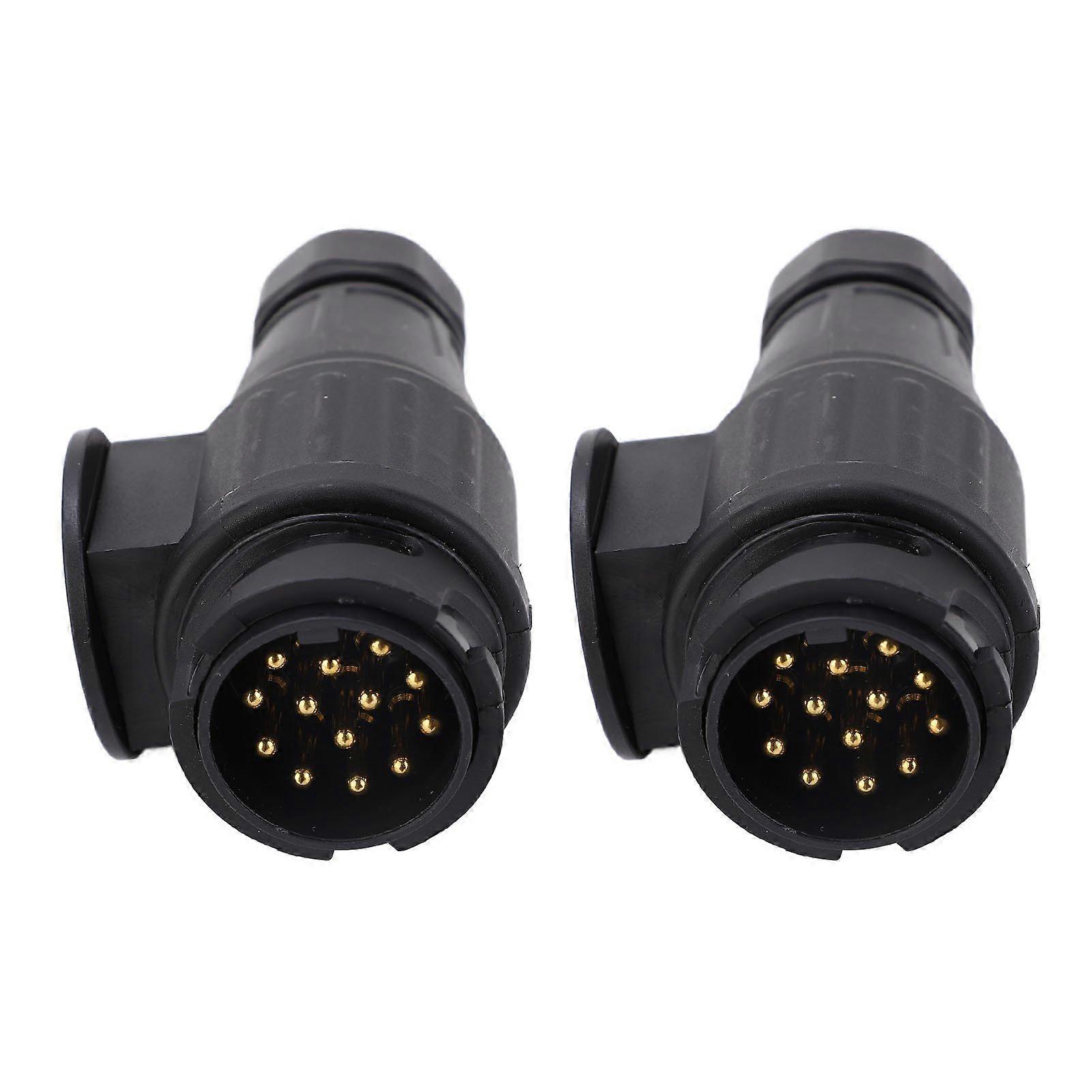 2PCS 13 Pin Euro Plug Waterproof Plastic Copper  Molded Trailer Electric Socket Plug