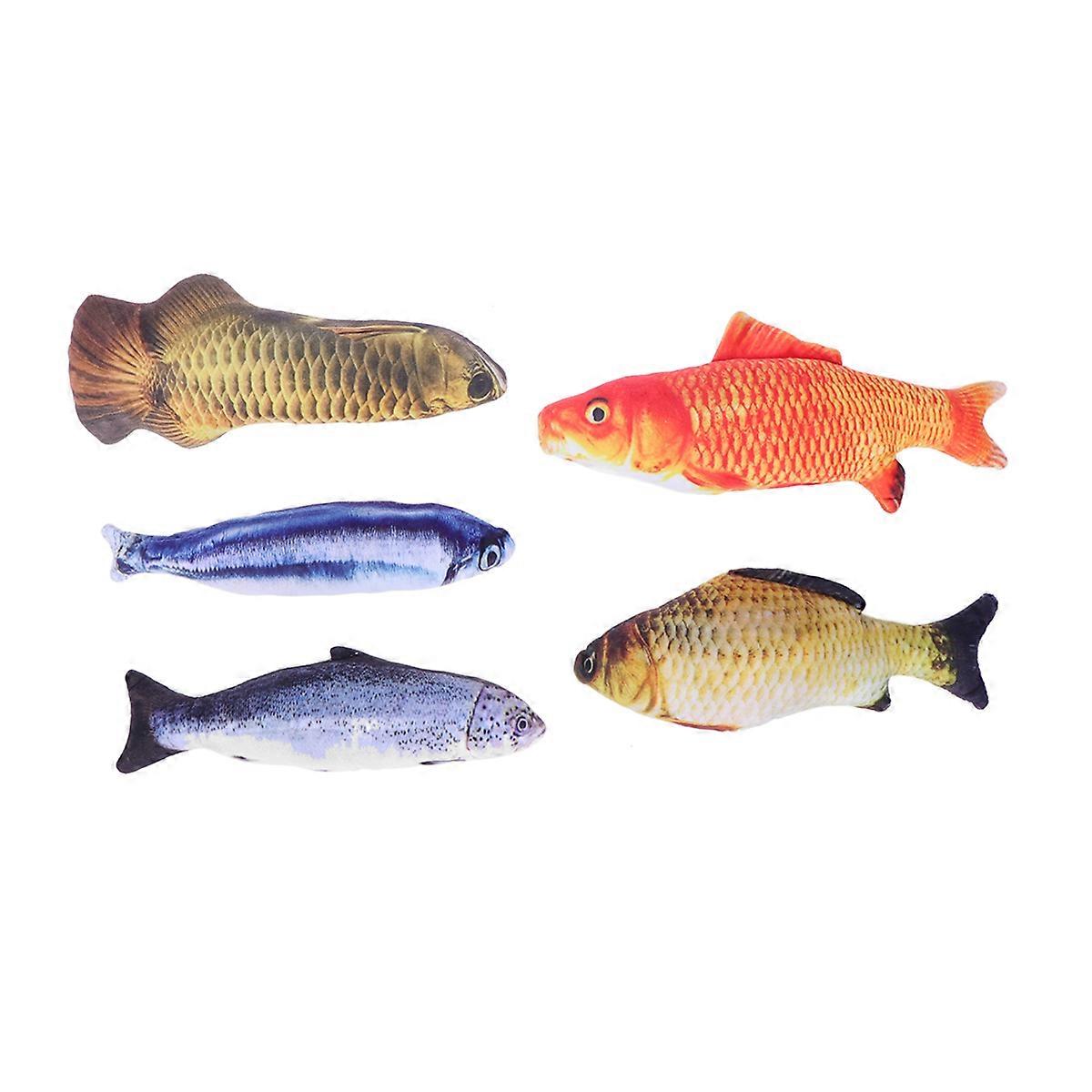 Interactive Cat Toys Fish Shaped Cute Style Pet Plush Dolls Prevent Furniture Scratching Assorted Color 5Set