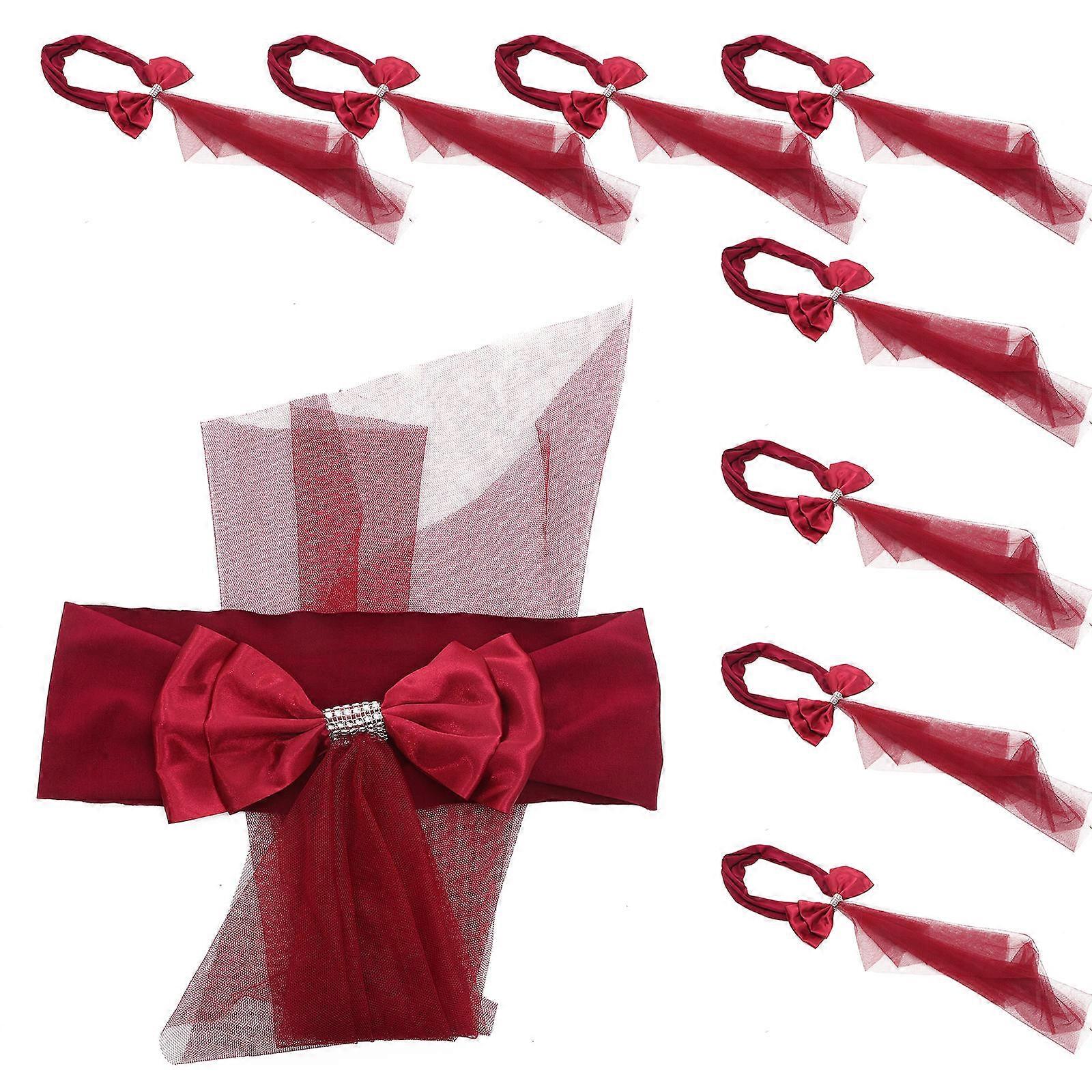 Sashes For Chair Decorative Chair Sashes Dark Red Bowknot Elegant Wedding Chair Bows 60X32X2CM 10Pcs