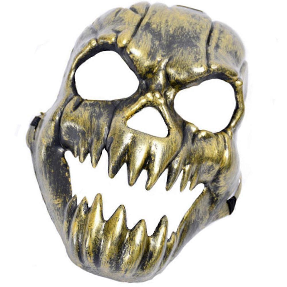 Golden Creepy Horrible Mask Scary Design For Halloween Masquerade Party 1Pack