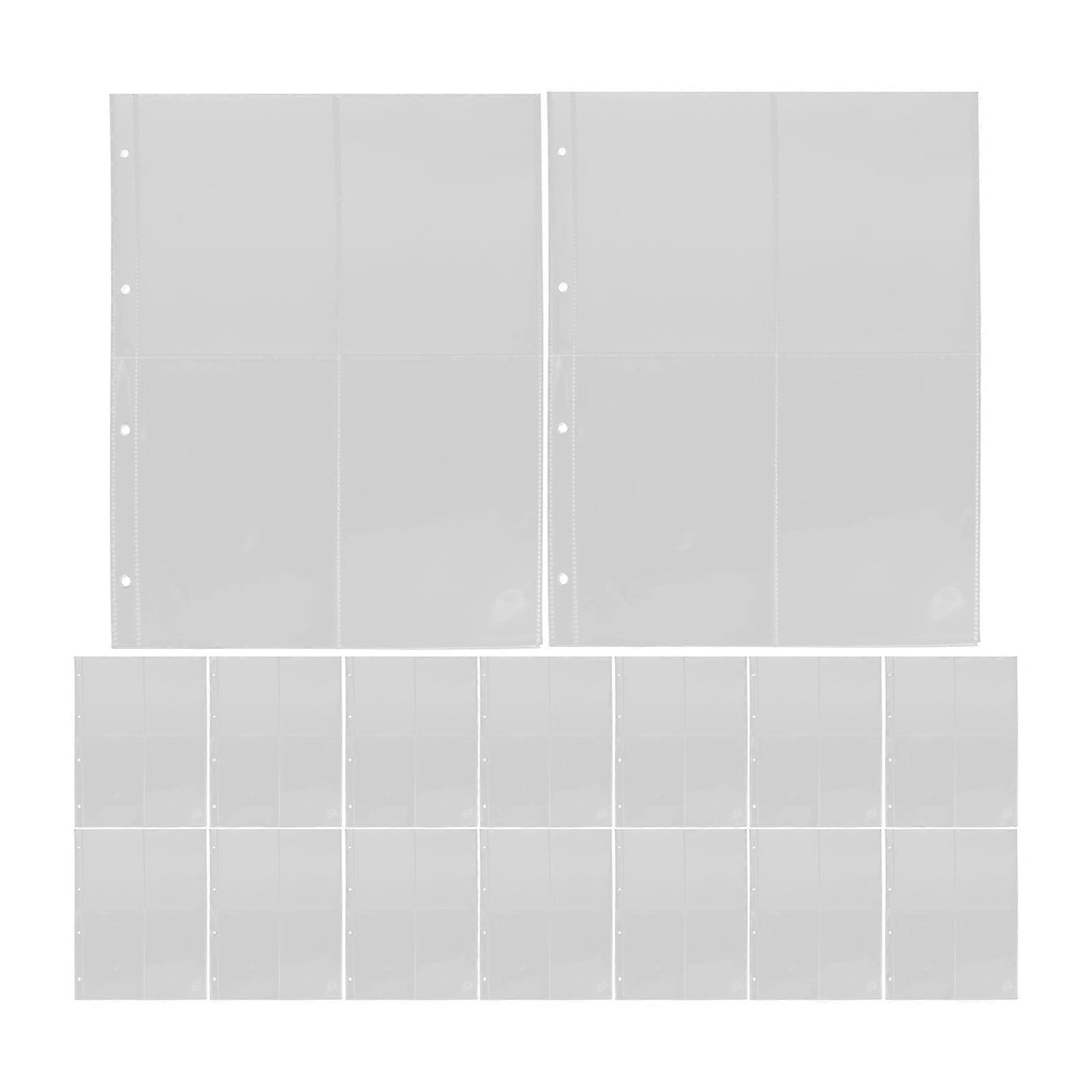 Sheet Protectors Card Sleeves for Binders Rectangular Shape Visibility Storage A4 4-Hole 4-Grid 30Pcs