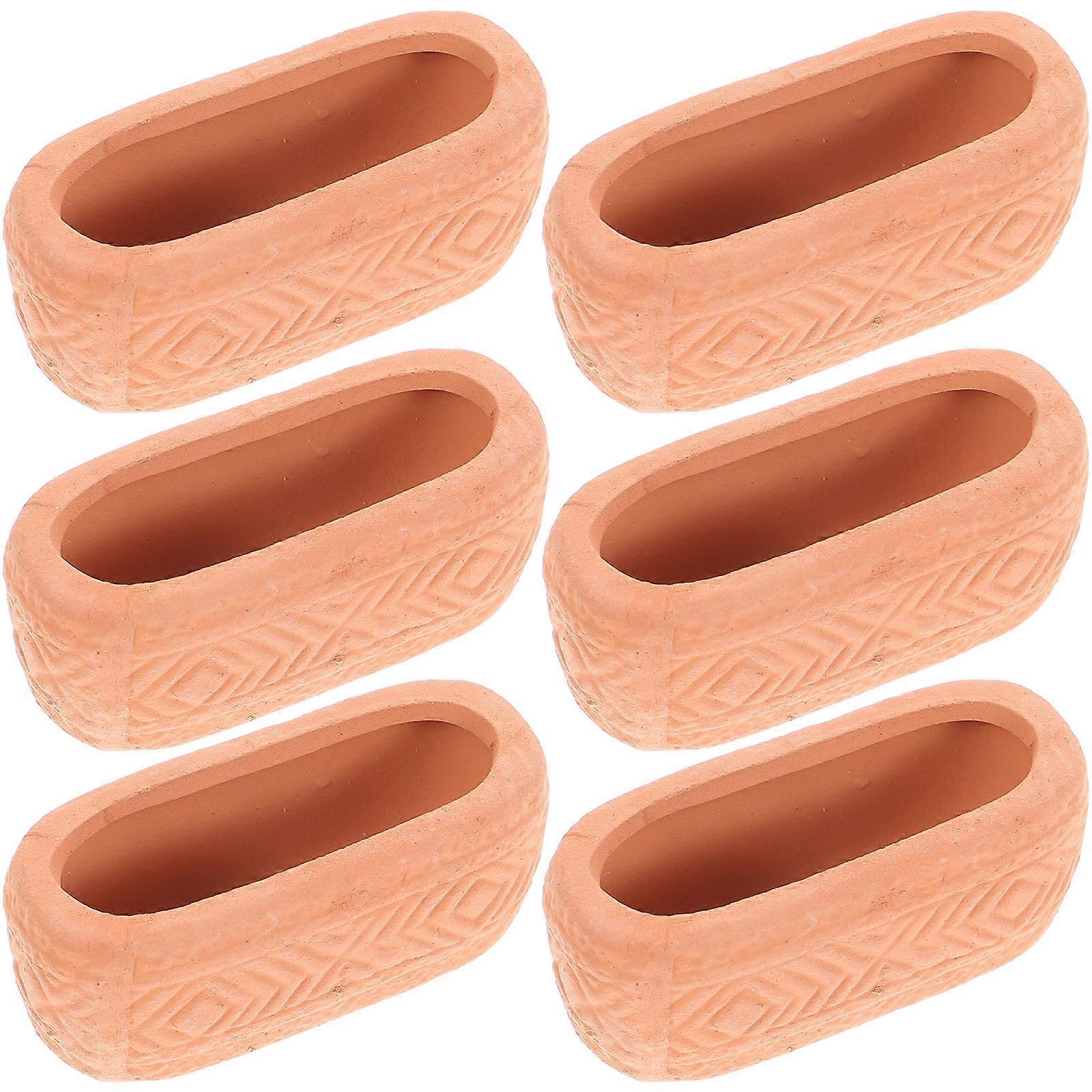 Mini Ceramic Planter Thickened Plant Nursery Pot Prevent Root Rot Balcony 6Pcs