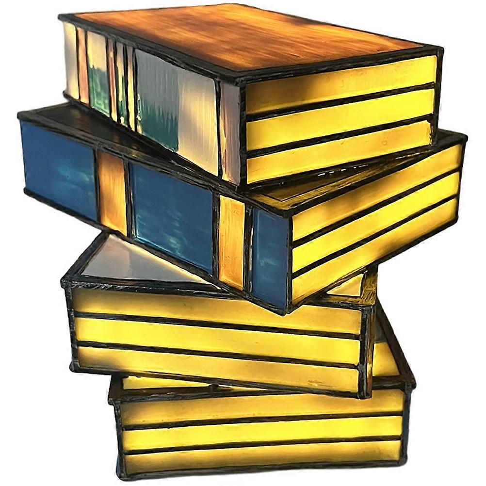 Creative Book Stack Table Lamp for Home Use Multi Color LED Night Light with Sturdy PVC Plastic