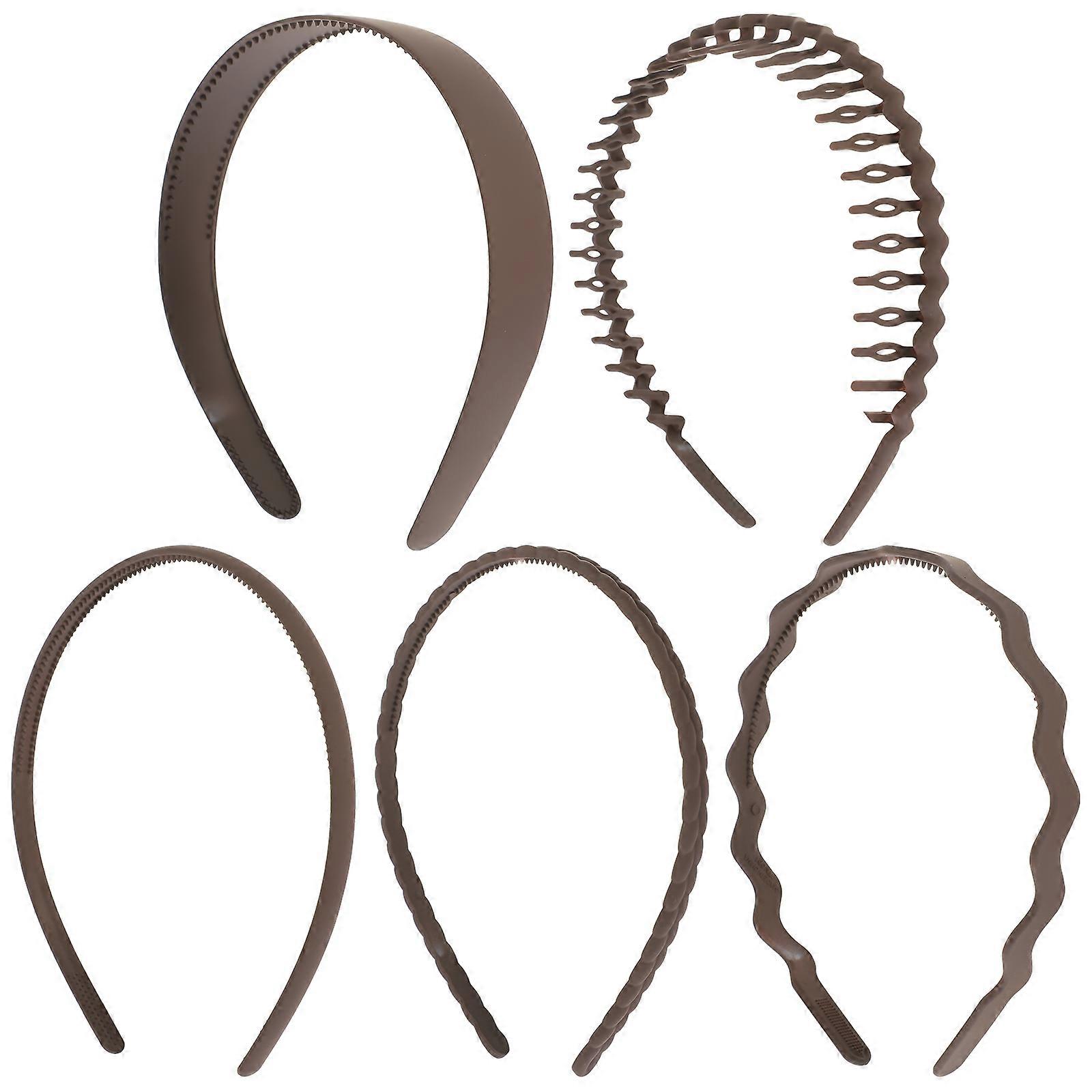a polished and professional product description based on your input:
**5pcs Non Slip Headbands for Women – Durable Plastic Hair Bands for Face