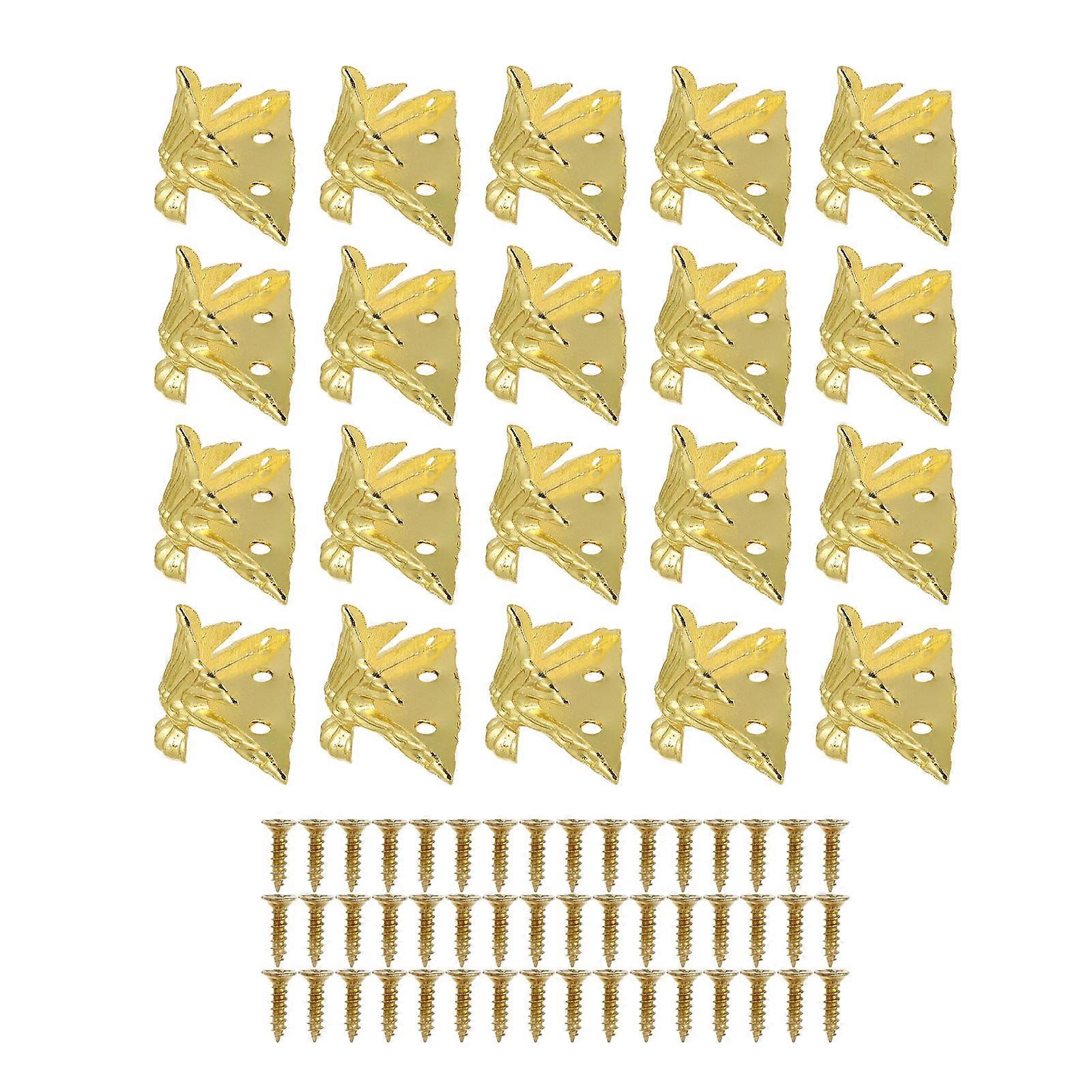 Golden Zinc Alloy Box Legs for Jewelry Case Retro Style with Screws 20 Pieces