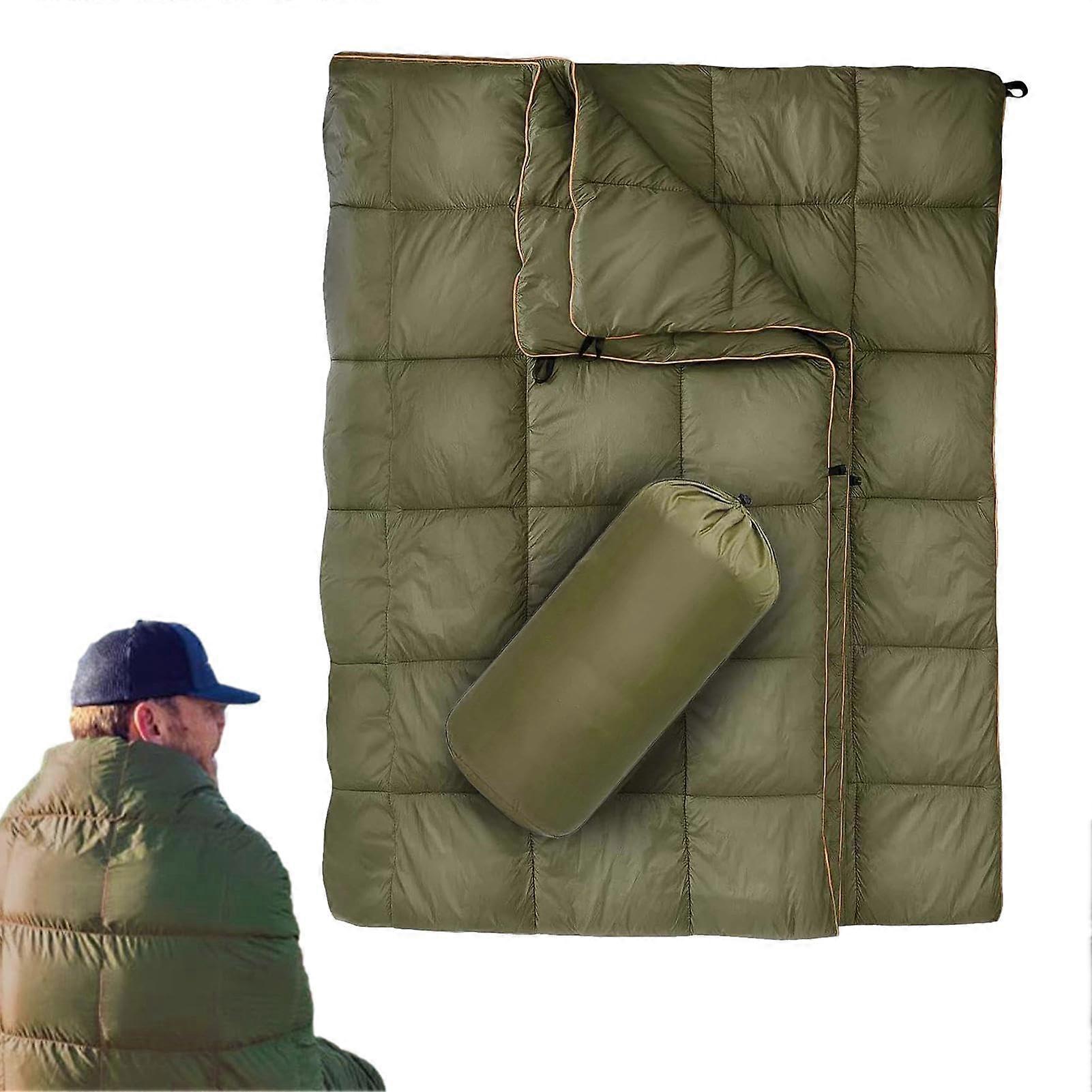 Quilt for Backpacking Soft Down Duvets Packable Puffy Blanket Camping Blanket Army Green