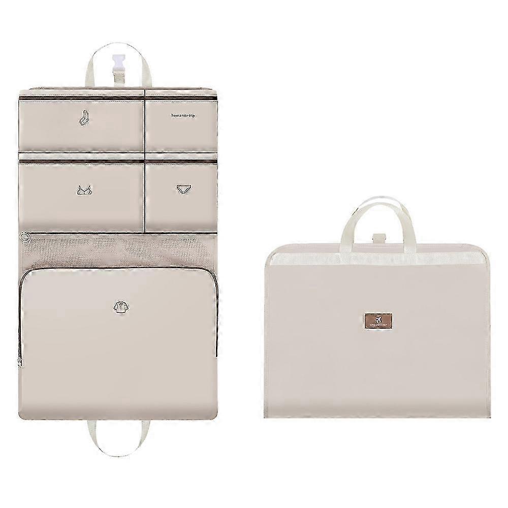 Hanging Travel Organizer Bag for Clothes and Underwear Storage - Pink with Heart Design