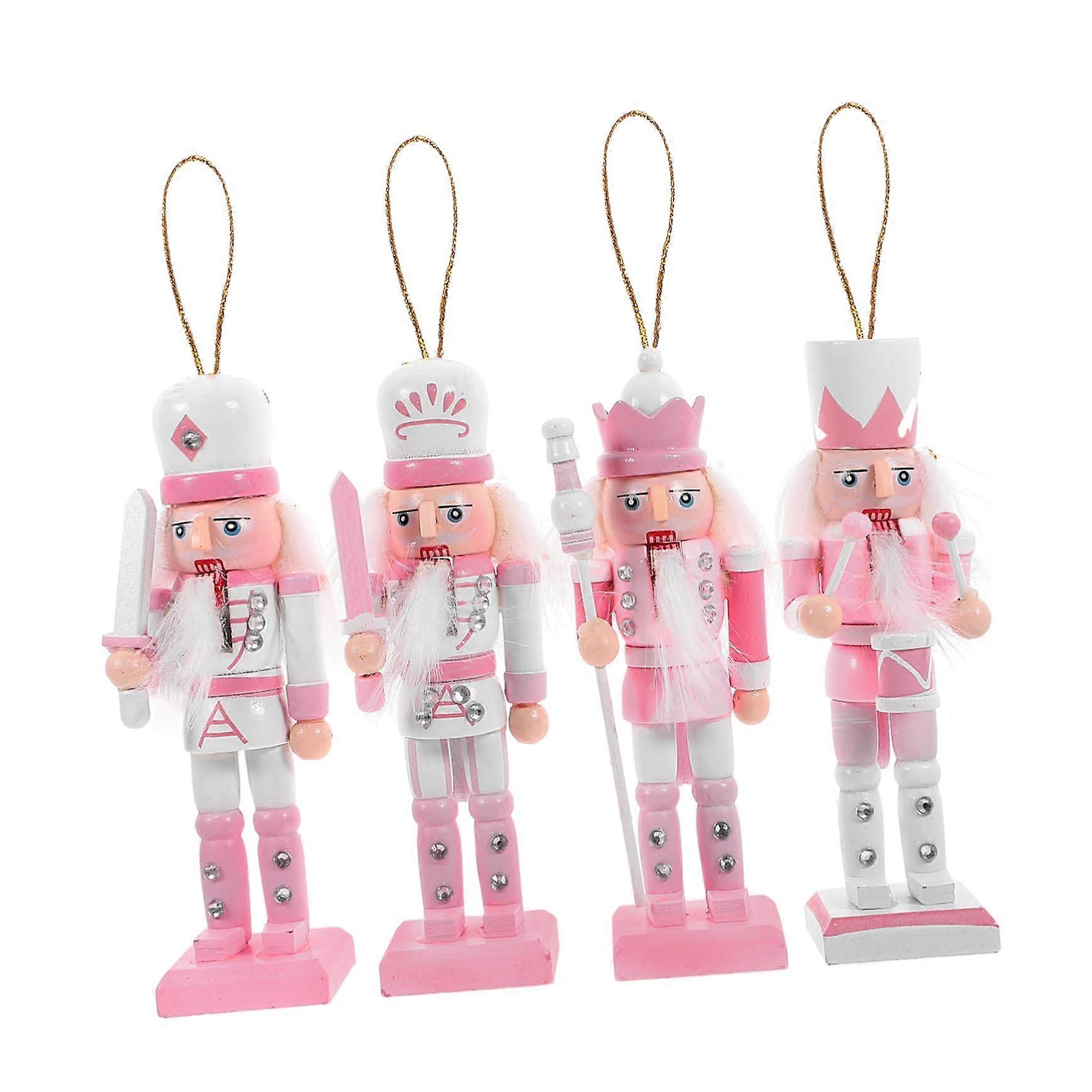 Nutcracker Toy Set 4-Piece, Simple Design, Indoor Decoration, Holiday Party Decor, Christmas Ornament