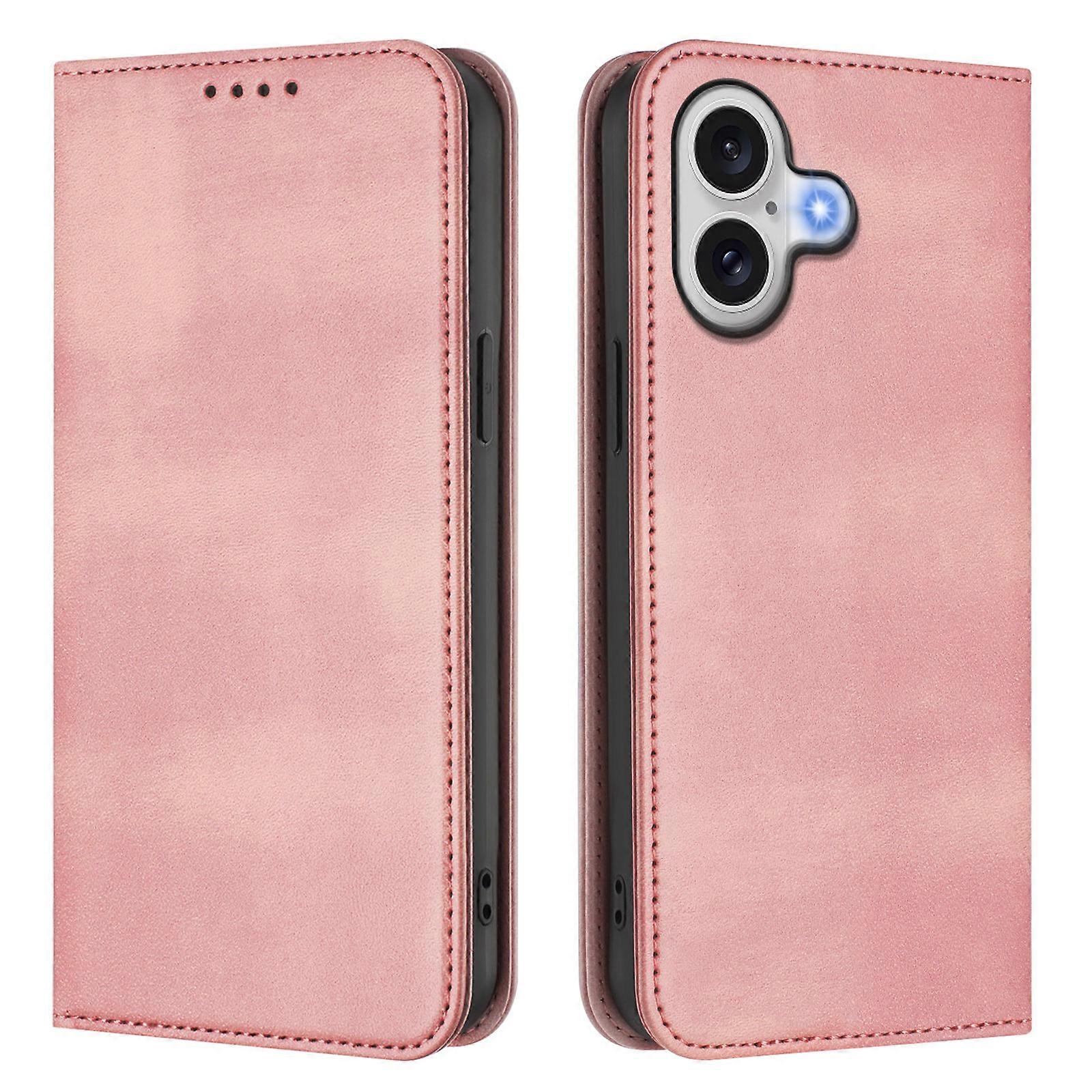 غطاء حافظات لحافظات محفظة iPhone 17 Retro Texture RFID Blocking غطاء هاتف جلدي - وردي