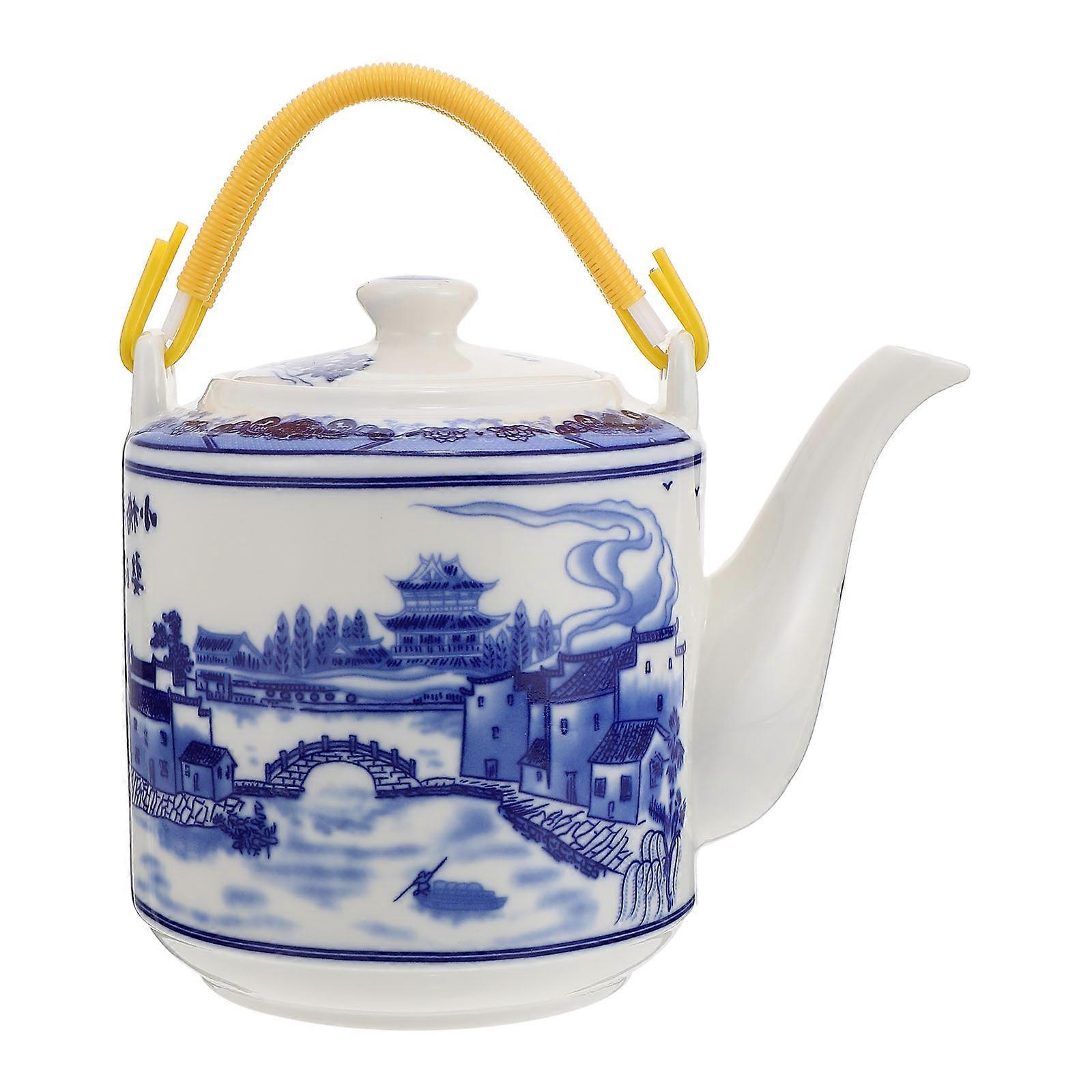 Ceramic Tea Pot Traditional Chinese Style Handle Filter For Home 205X16X14Cm 1Pack