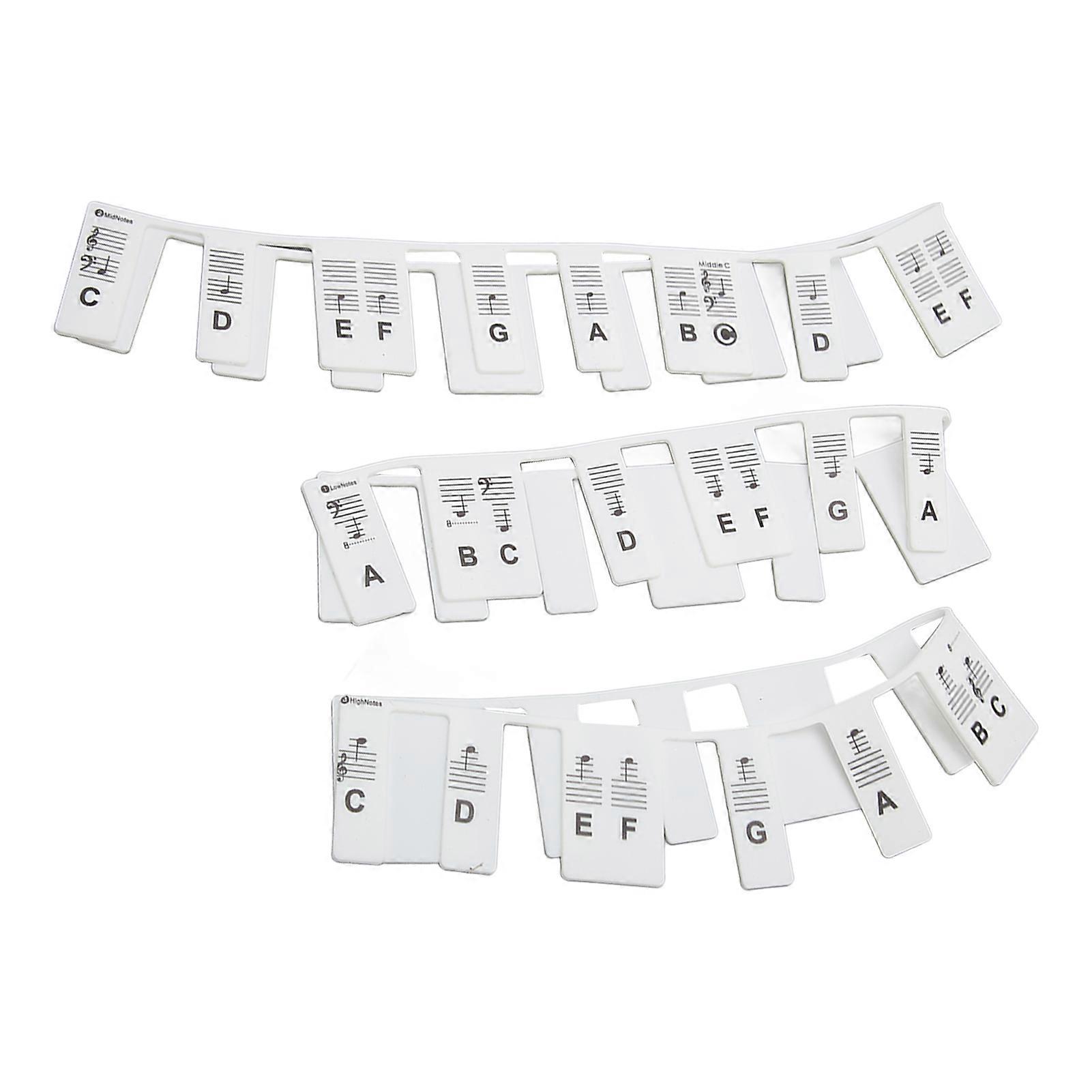 Piano Keyboard Note Label Removable Silicone Reusable Piano Notes Guide Sticker for 88 Key Full Size 