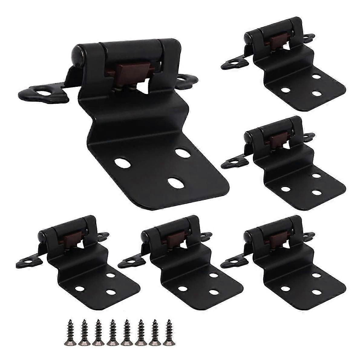 Cabinet Hinges, 8 Pack 3/8Inch Inset Black Door Hinges, Flush Face Mount Self Closing Black Hinges--Black