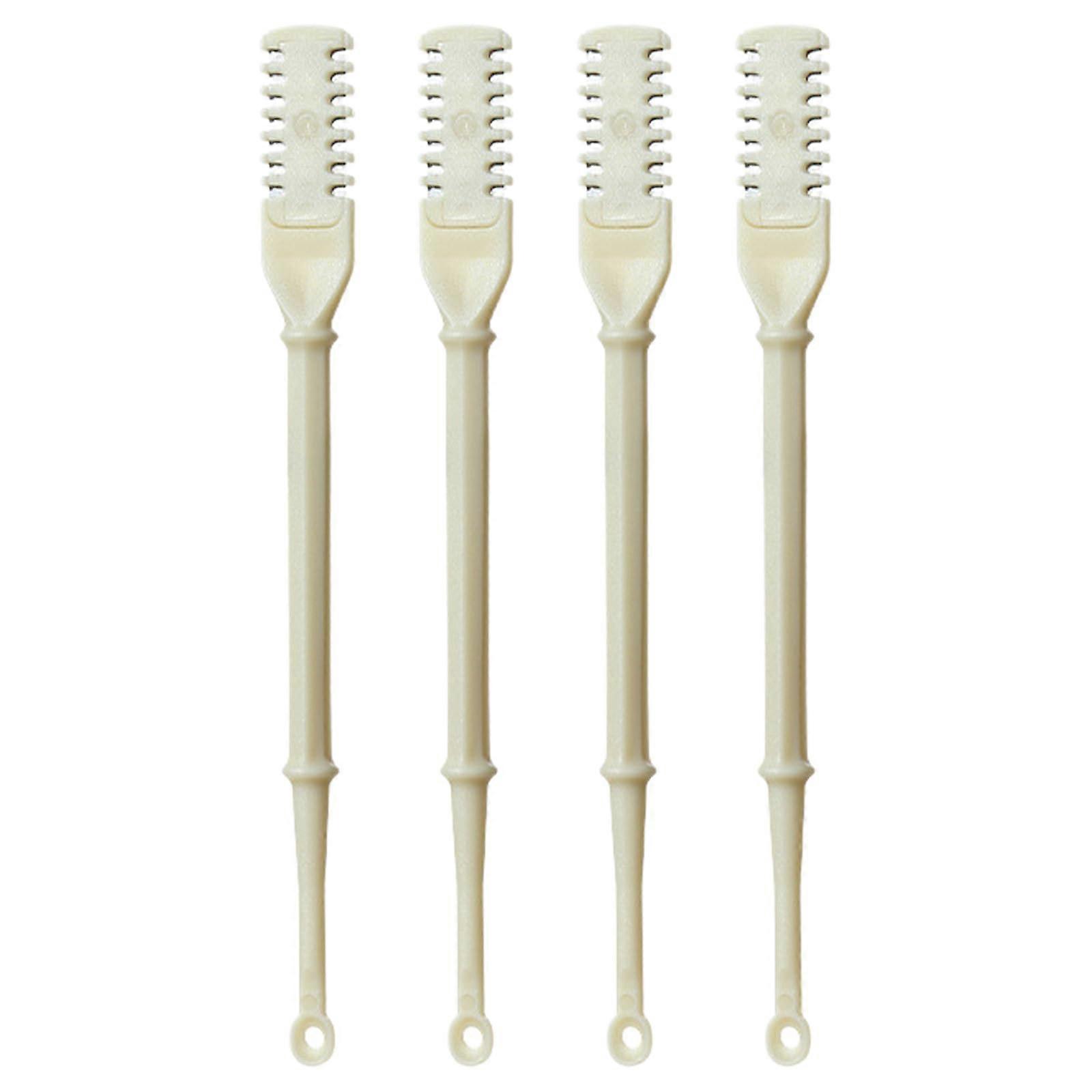 4pcs Multifunctional Manual Nose Hair Trimmer 360 Degree Rotating Nose Hair Clipper for Nose Hair Ear Hair Ear Cleaner Gifts Creamy Yellow