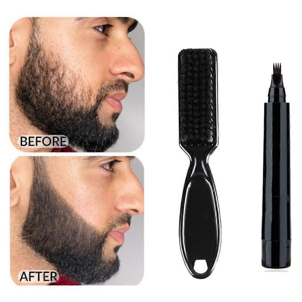 Beard Pen Beard Filler Kit Waterproof Beard Filler Pencil for Men with Brush Salon Facial Hair Engraving Styling Eyebrow Tool