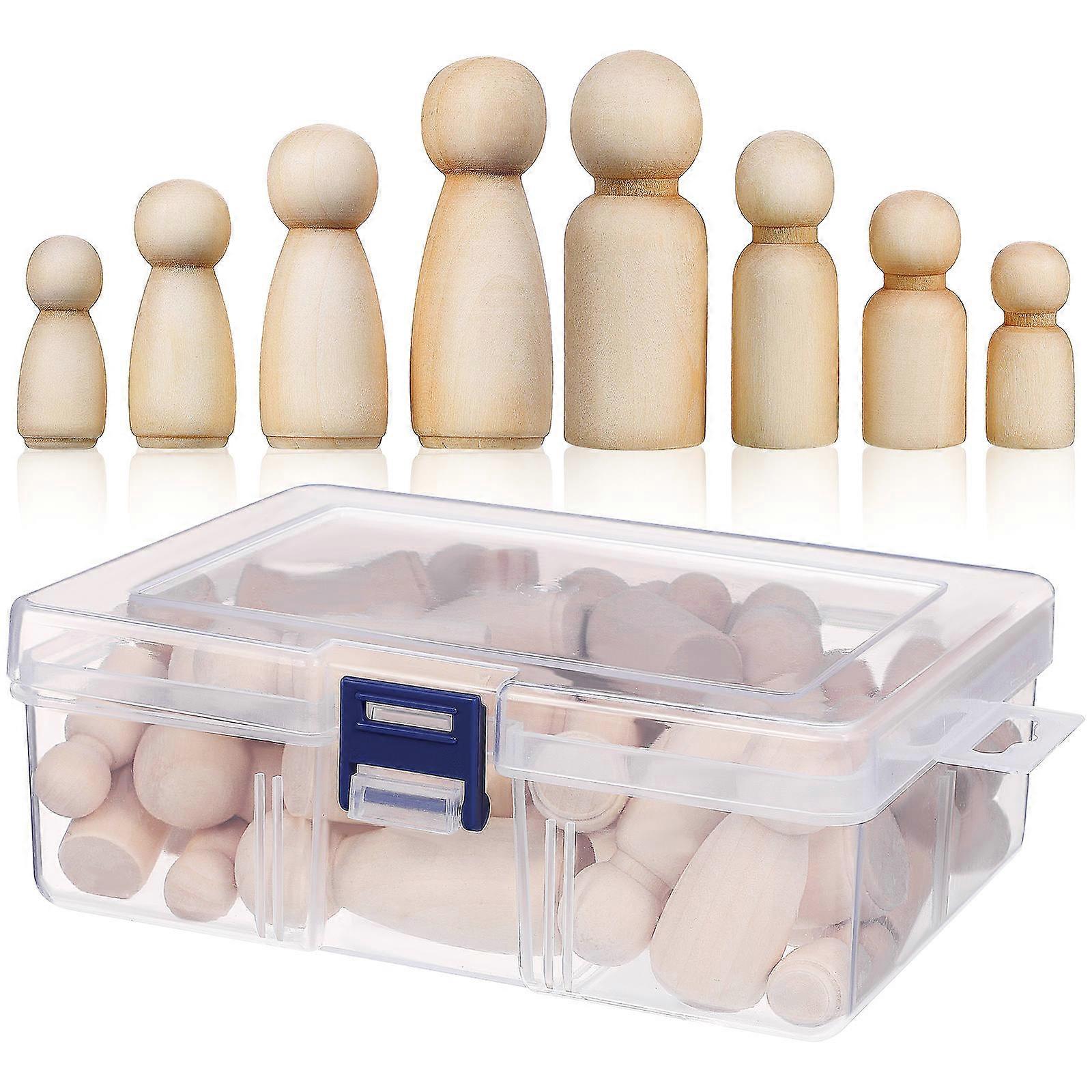 50pcs Unfinished Wooden Dolls Set DIY Craft Peg Dolls for Painting, Creative Educational Activity for Imagination & Decor