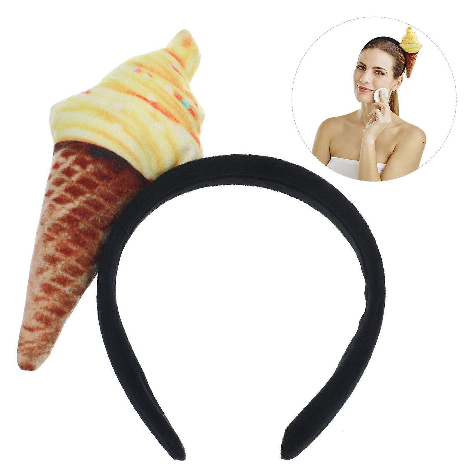 Ice Cream Cone Headband Hair Accessory for Adults – Durable, Easy to Clean, Unique Ice Cream Shape for Hairstyling and Face Makeup Routines