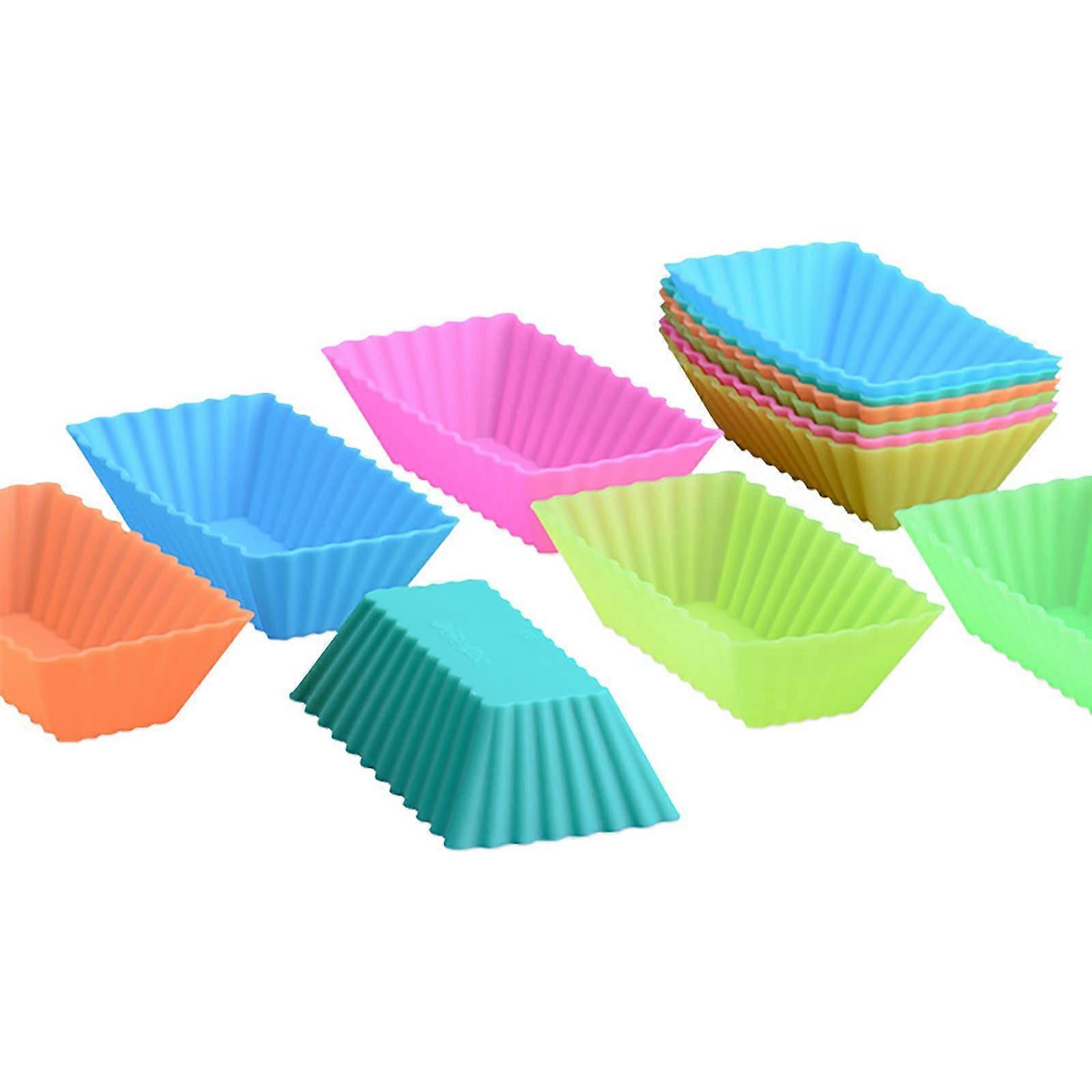 24 Pcs Silicone Baking Cups Cupcake Liners for Party Bakeware Multicolor