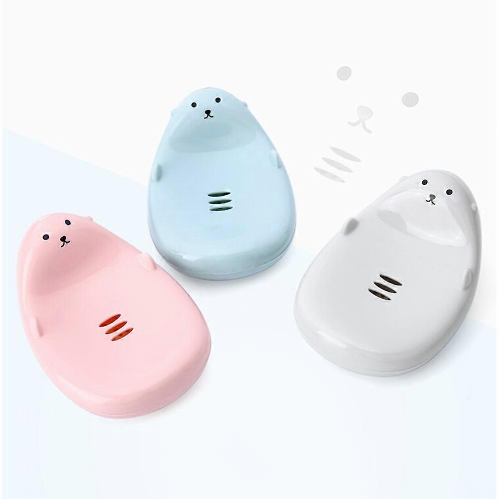 Pink Plastic Soap Dish Drainer Holder for Bathroom Use with Cartoon Design Fits Small Spaces