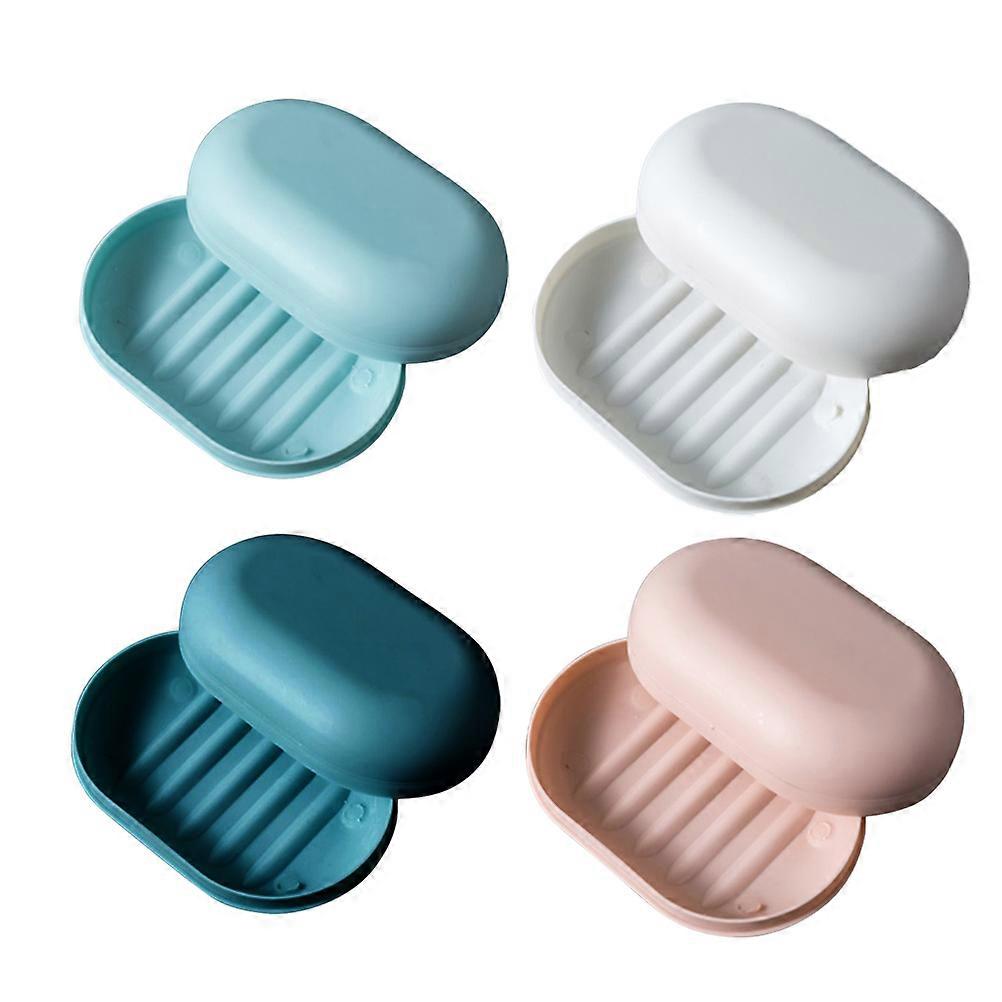 Portable Soap Box with Lid for Travel Made from Plastic Assorted Color Great for Storage 4pcs