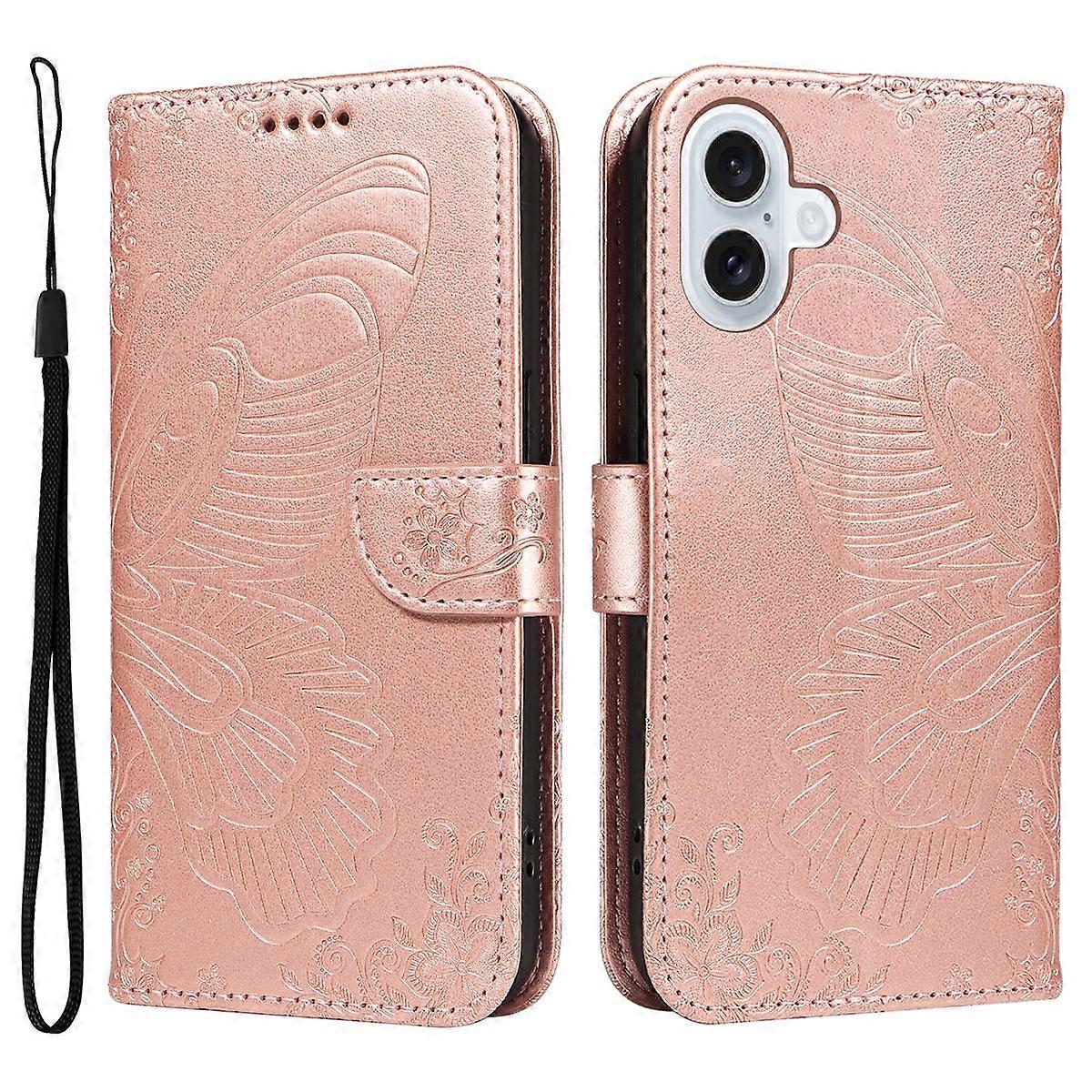 For iPhone 17 Case Butterfly Pattern PU Leather Folio Flip Phone Cover