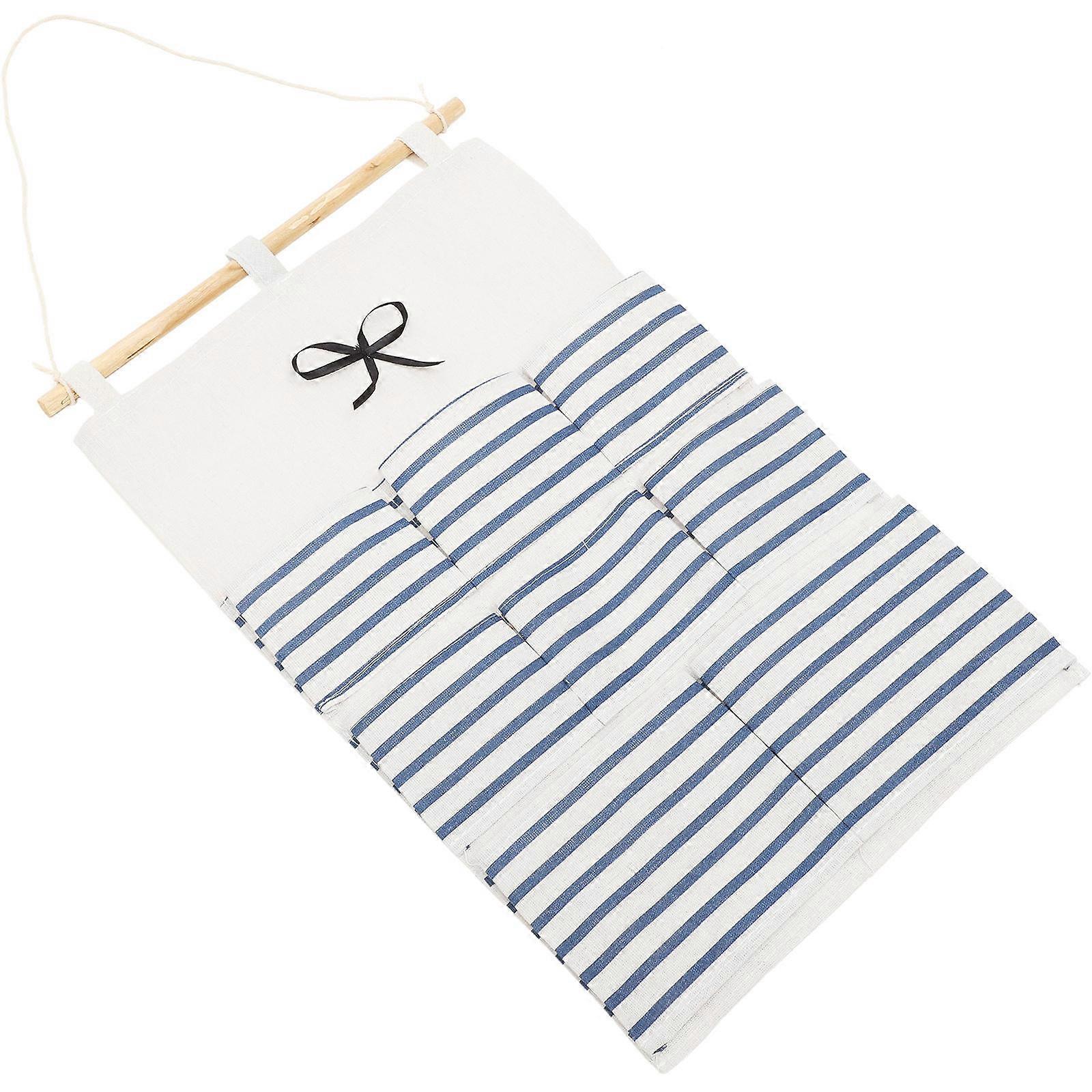 Wall Mounted Sundries Storage Bag Rectangular Shape Linen Fabric Bathroom Use 47X33CM 1Set