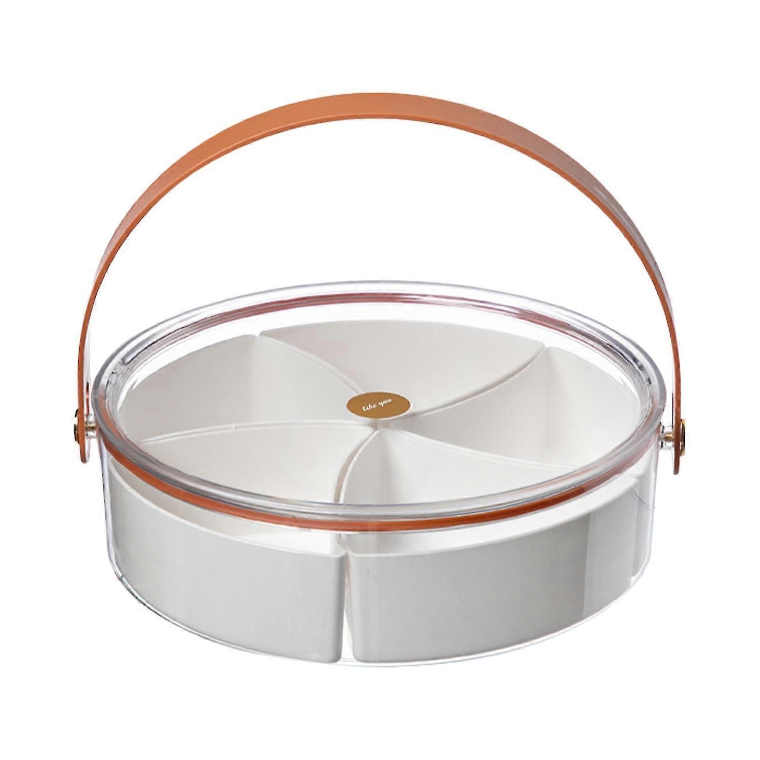 2025 Fruit Plate Compartment with Transparent Lid Grip Handle Large Capacity Snack Storage Container