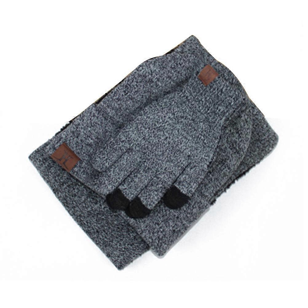 Beanies Hats Women Cold Resistance Fleece Lining Round Shape 3 Pieces Set Winter Outdoor Activities Light Grey