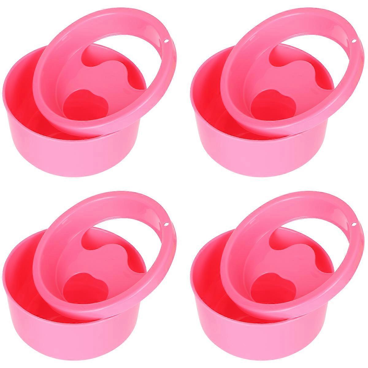 Pink Plastic Manicure Bowls for Nail Soaking and Dead Skin Removing at Home 4pcs