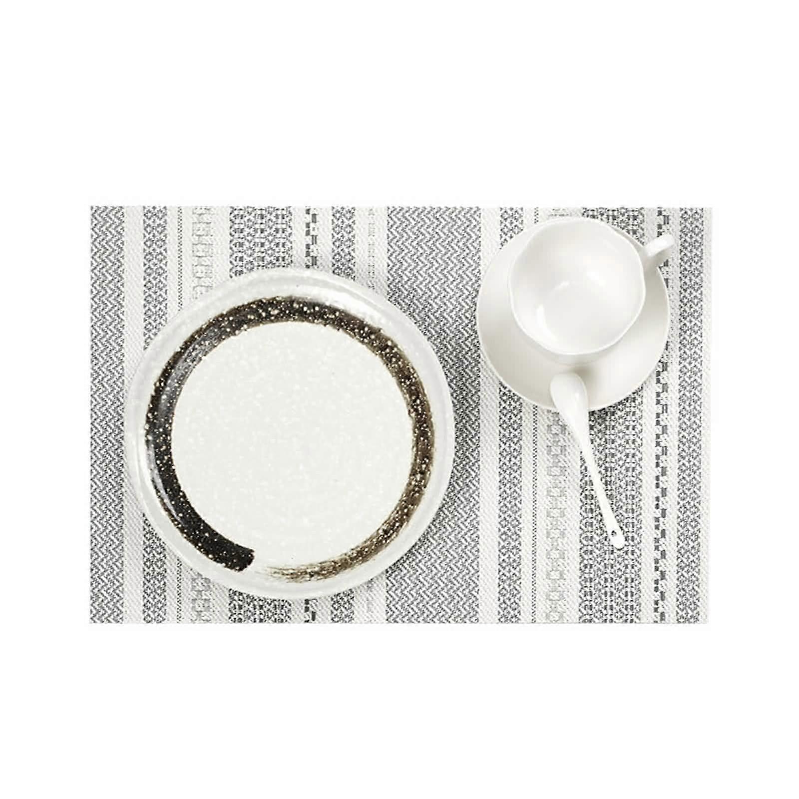 Rectangular Washable Table Mats 2-Piece Set, Black Bohemian Style Placemats 45x30cm for Kitchen Dining Table