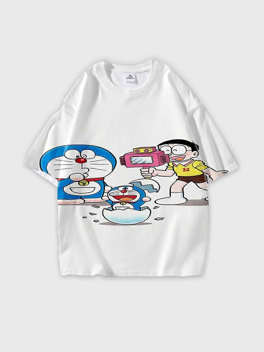 T-shirt round neck Cartoon Pattern loose short sleeve A64