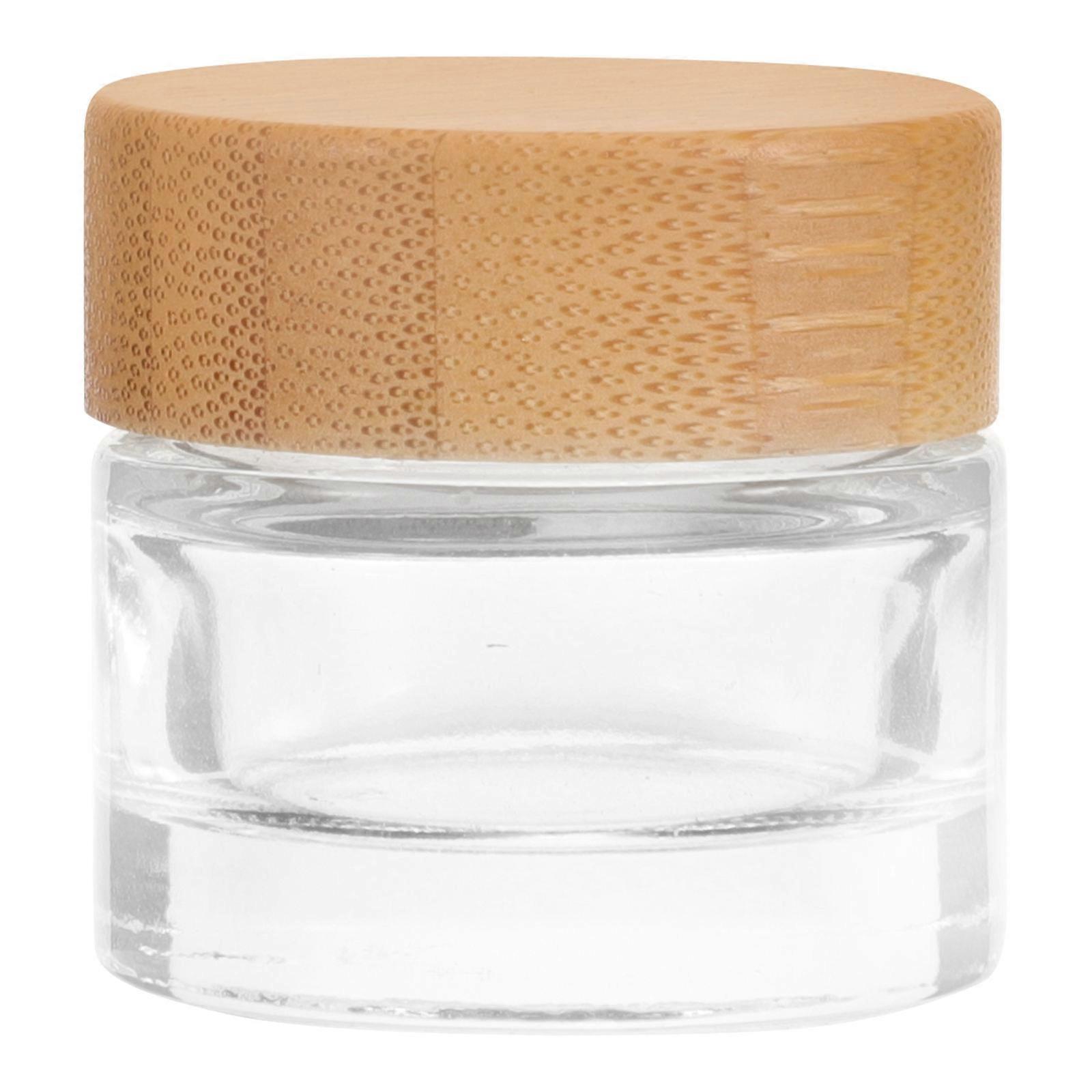 Refillable Cosmetic Jar Empty Cream Containers Lotion Jar Glass Lotion Box with Wooden Lid 10g