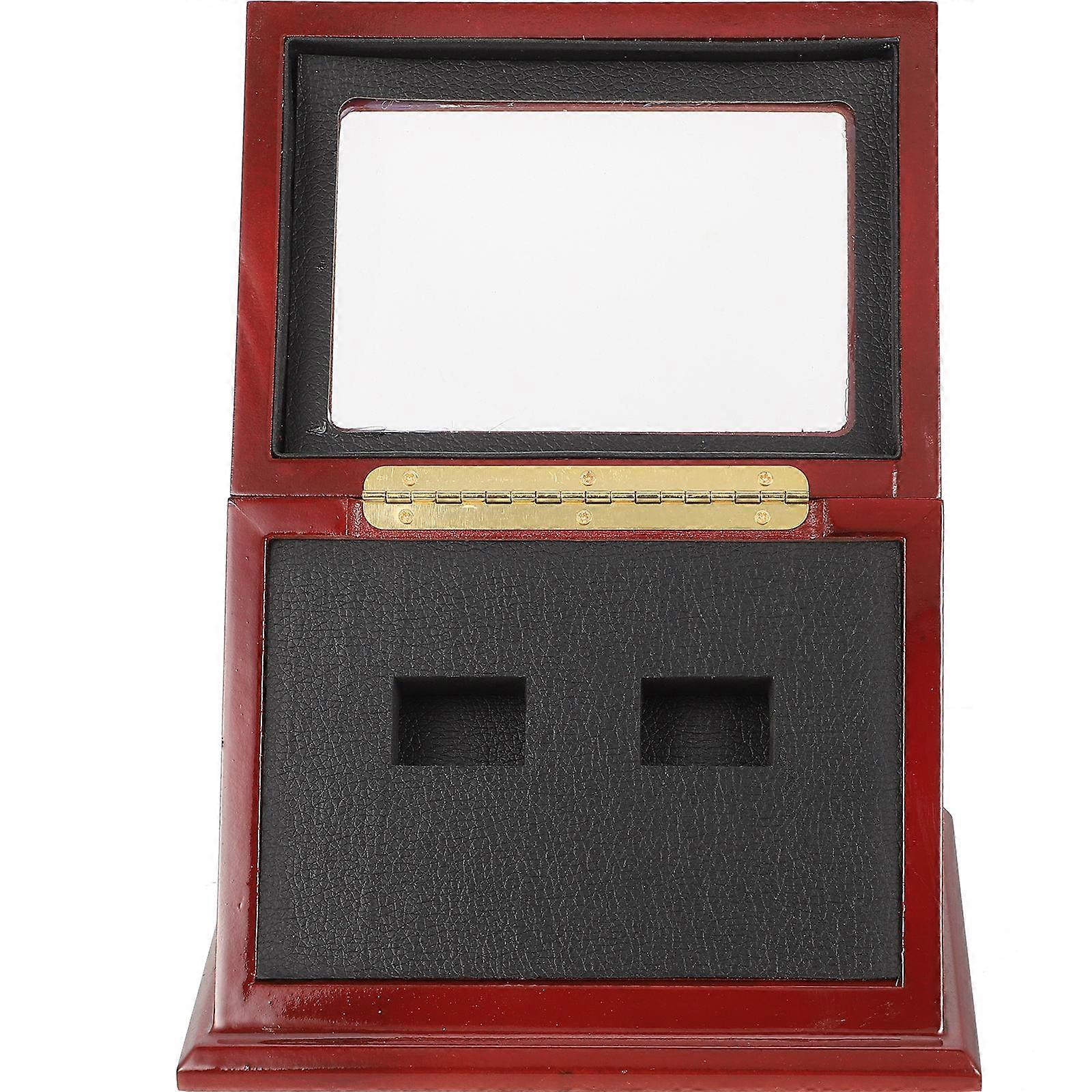 Trä smycken displaylåda för mästerskapsringar showcase idealisk för ringar Ägare 17,50X12,50X11,50 cm med rektangulär form 1 pack