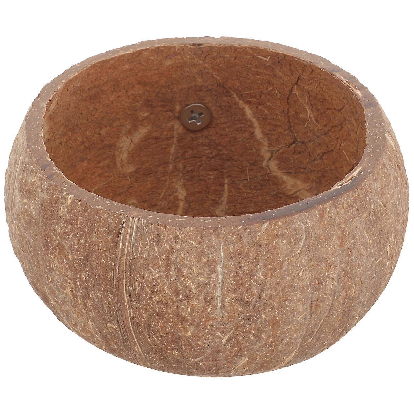 Coconut Shell Pet Food Bowl for Small Animals Brown Safe Material Suitable for Rabbits Hamsters 3.5 inches