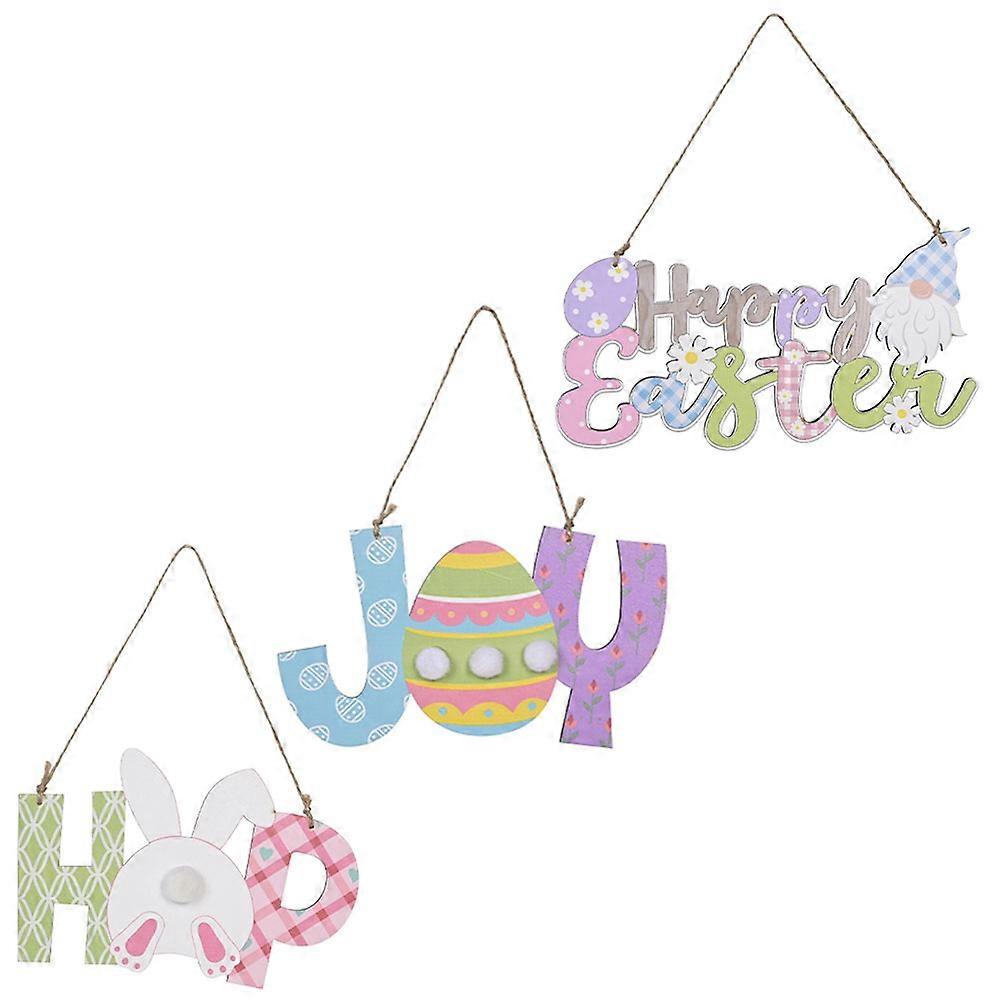 Easter Themed Bunny Egg Table Centerpieces 3Pcs Decorative Wooden Letter Plates For Festive Occasions Assorted Color