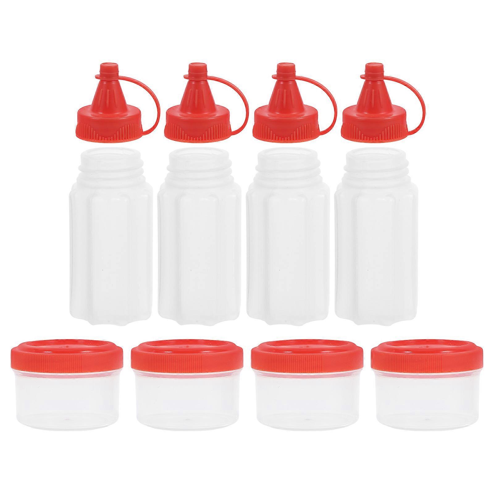 Mini Portion Control Dressing Cups Squeeze Bottle Condiment Containers For Outdoor Barbecue 8.50X3.20X3.20CM Red PP 1 Set