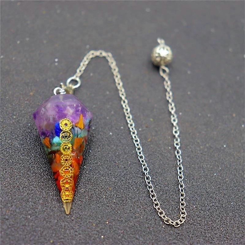 Crystal Pendulum Divination Tool Chakra Healing Energy Work - New symbol hollow chain-E32