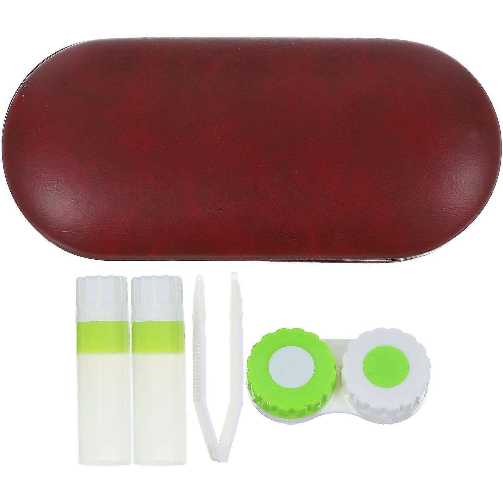 Outdoor Eyeglass Case Eyeglasses Case Eyewear Accessories PU Material Rectangular Shape Red Color 16.00X7.00X5.00CM 1Set