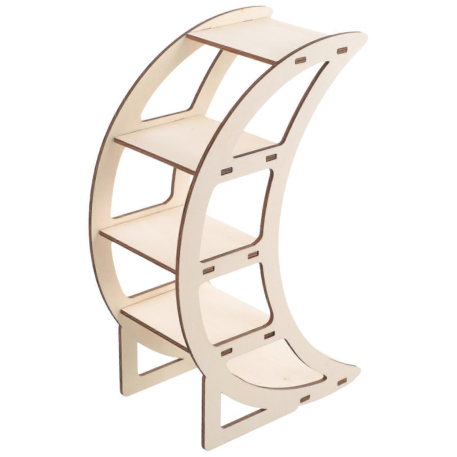 Moon Shape Shelf Delicate Moon Ornament Wood Centerpiece for Tables Home Decor Accessory