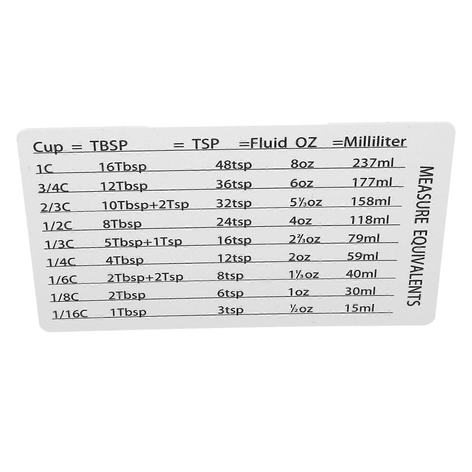 Kitchen Conversion Magnet Chart For Home Cooking Professional Measurement PVC 1Set