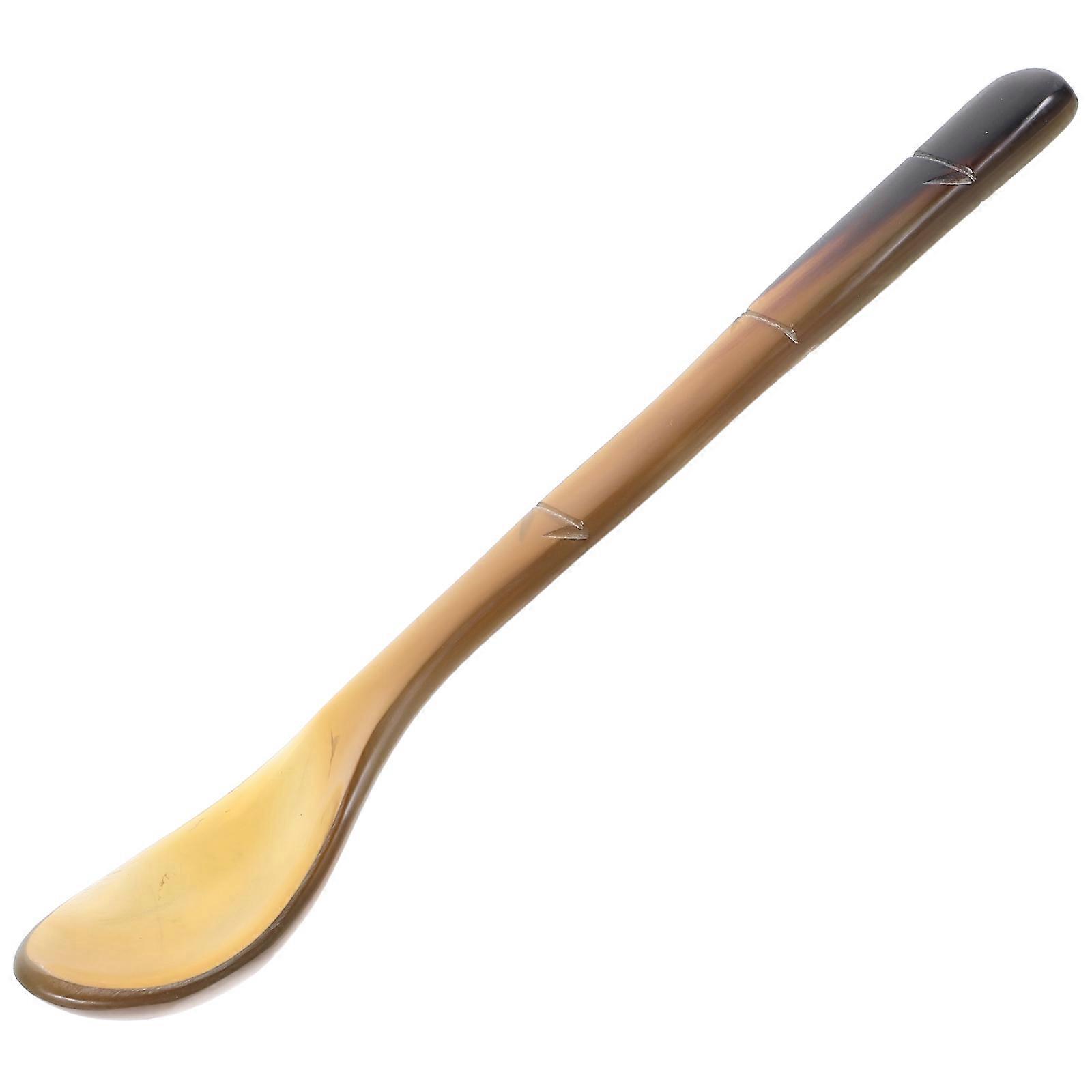 Yellow Horn Dessert Spoon for Home Use with Excellent Texture and Multipurpose 6.5 inches