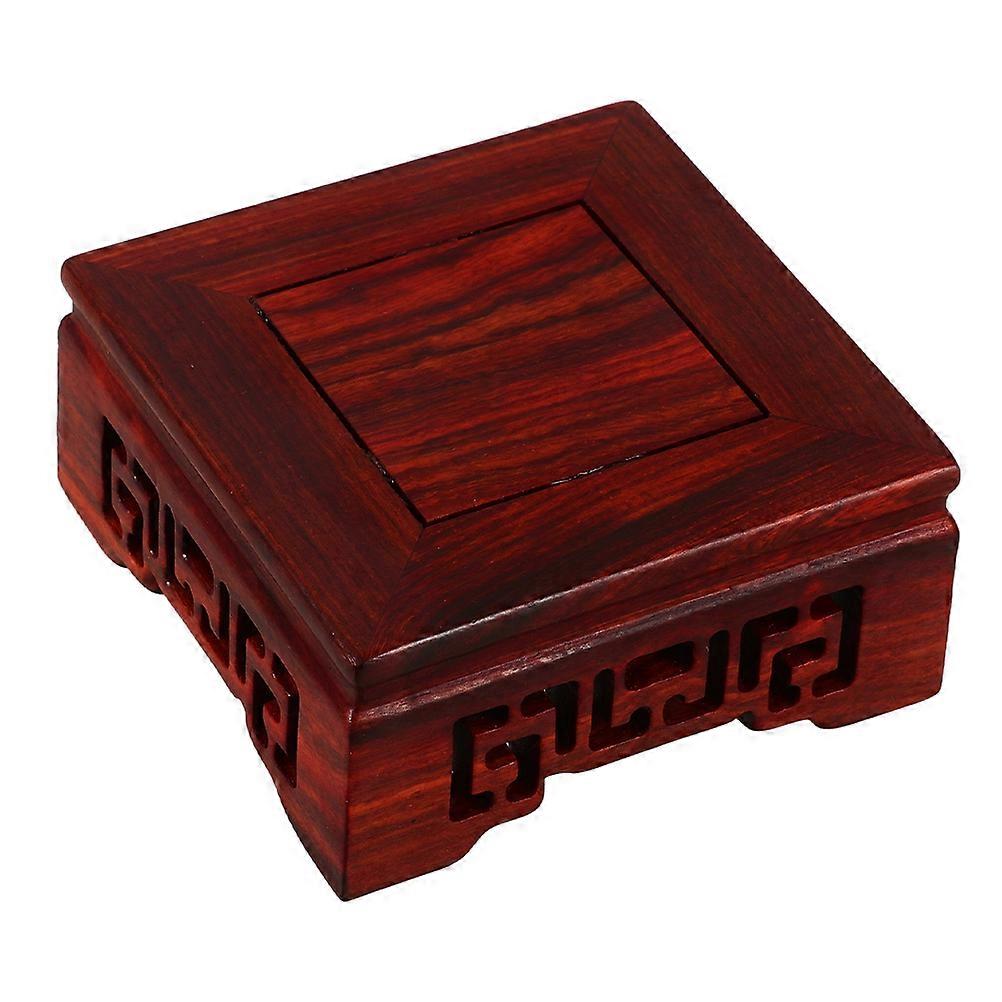 Dark Red Wood Stand for Toy Car Display Handcrafted Rosewood Base with Intricate Details 6.5 Inches