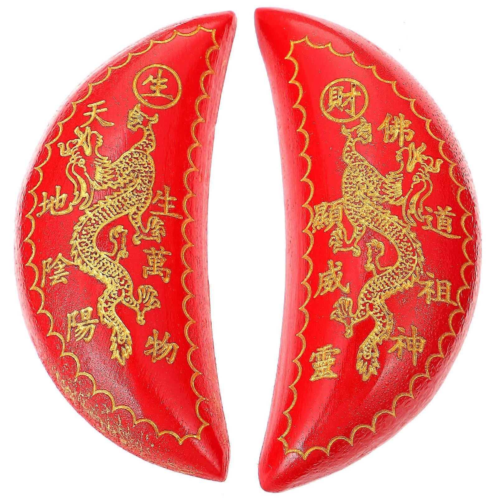 Red Divination Cups for Home Made of Synthetic Material with Smooth Surface 1 Pair