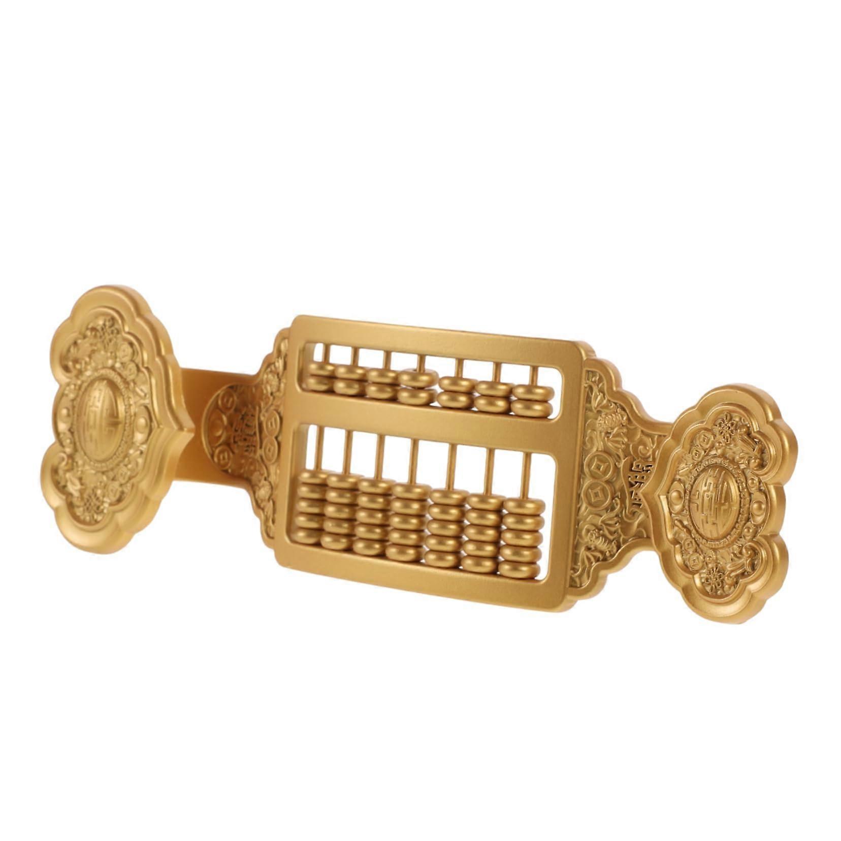 Abacus Teaching Aid, Golden Brass Decorative Desktop Abacus Statue, Calculation Aid
