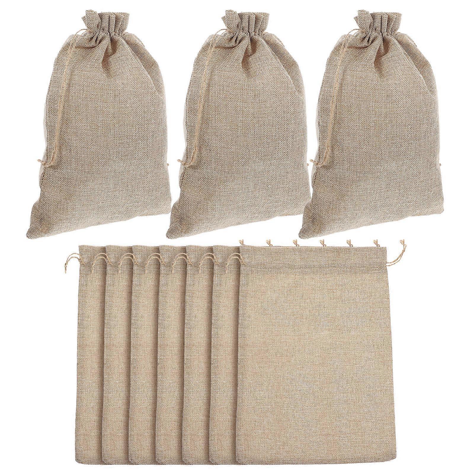 Portable Burlap Bags For Gift Wrapping And Party Uses 35.00X25.00X0.50CM Simple Design 10Pack