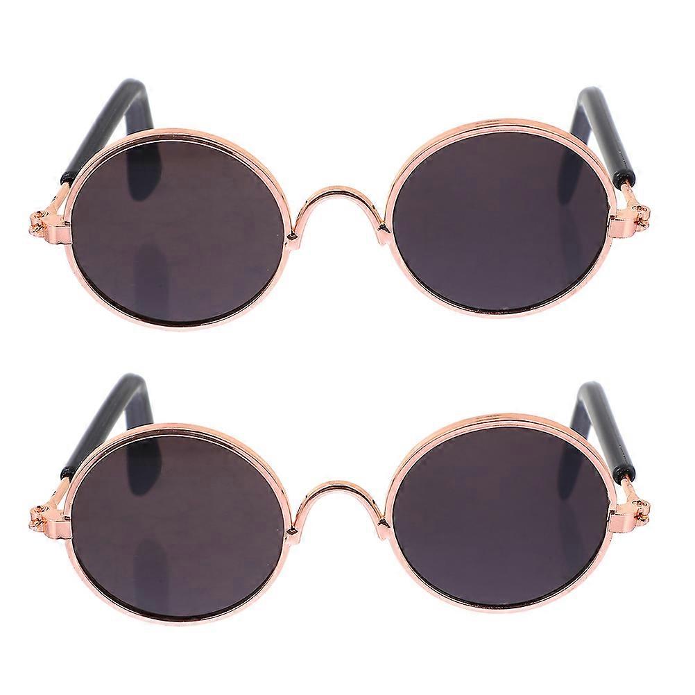 Mini Pet Sunglasses For Cosplay Performance 8.5X7X3CM Circular Design 2Set