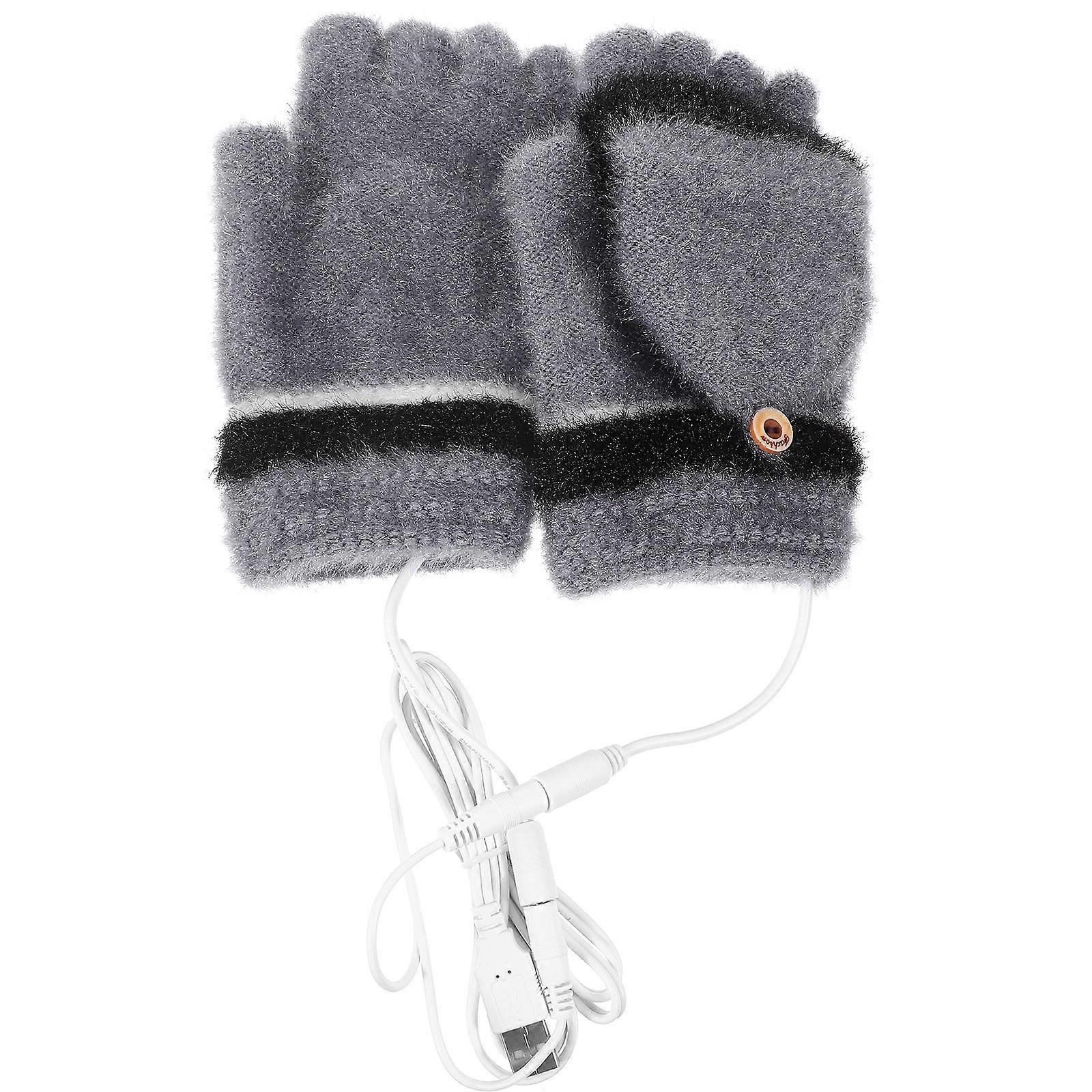 Men And Women Winter Heated Gloves Featuring Dual-Sided Heating Technology In Stylish Grey Color 1 Pair